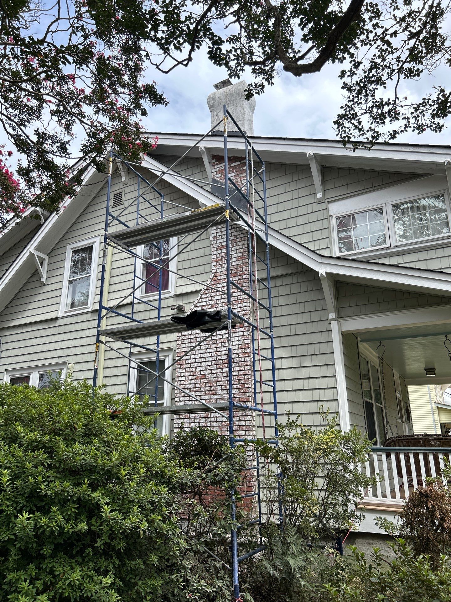 Masonry chimney repair in Norfolk by Premier Chimney and Roofing