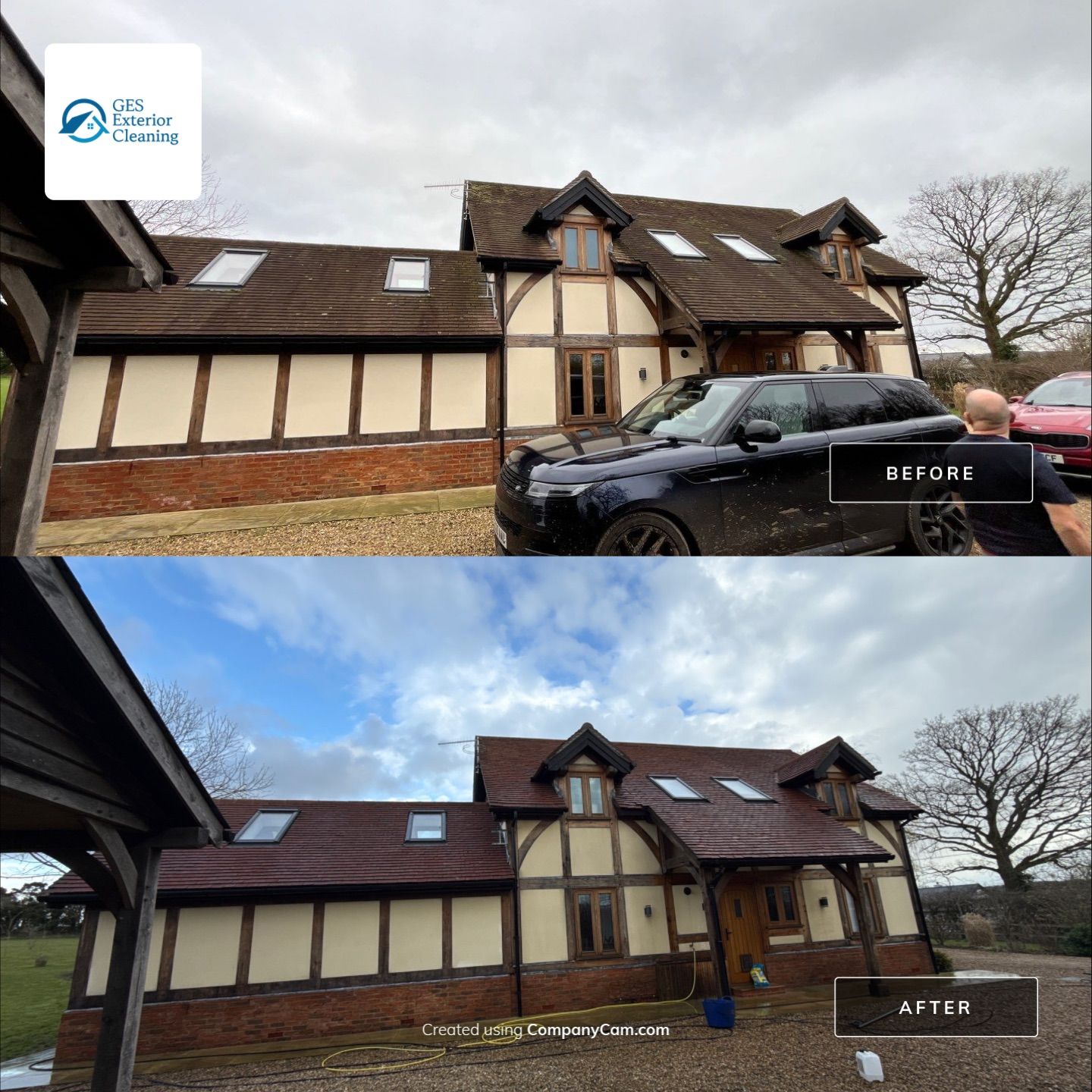 Roof Clean  - Moss Removal - Gutter Clean using Honda 15lpm Low Pressure Washing Machine by Ges Exterior Cleaning ltd