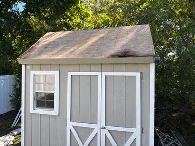 Asphalt Shingle Shed Roof Replacement and Sheathing Repair in Warrington