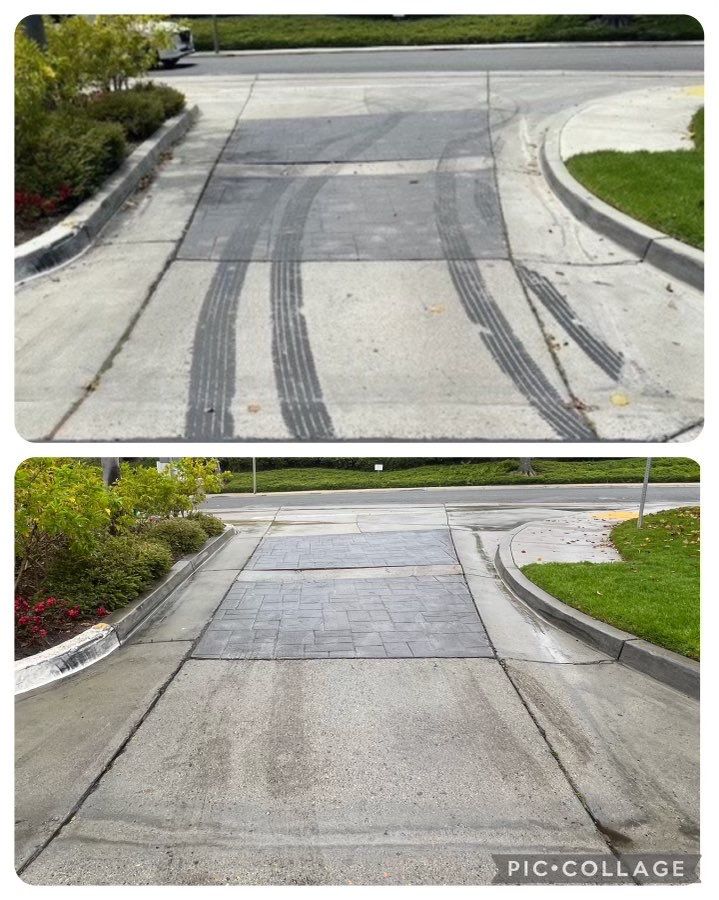 Homeowner drives through slurry before it's cured by Property Cleaning Experts, LLC