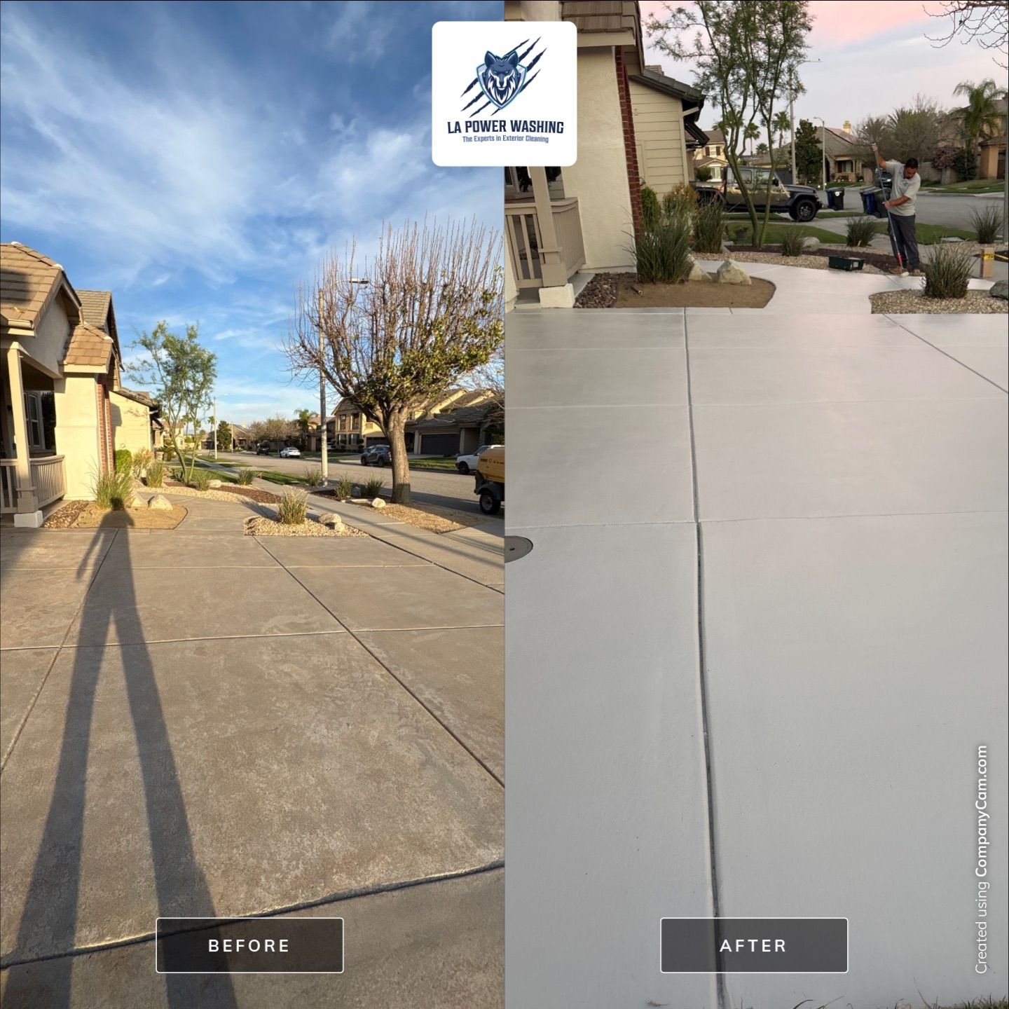 Sandblasting & Staining Concrete Driveway In Rancho Cucamonga, CA by La Power Washing Inc