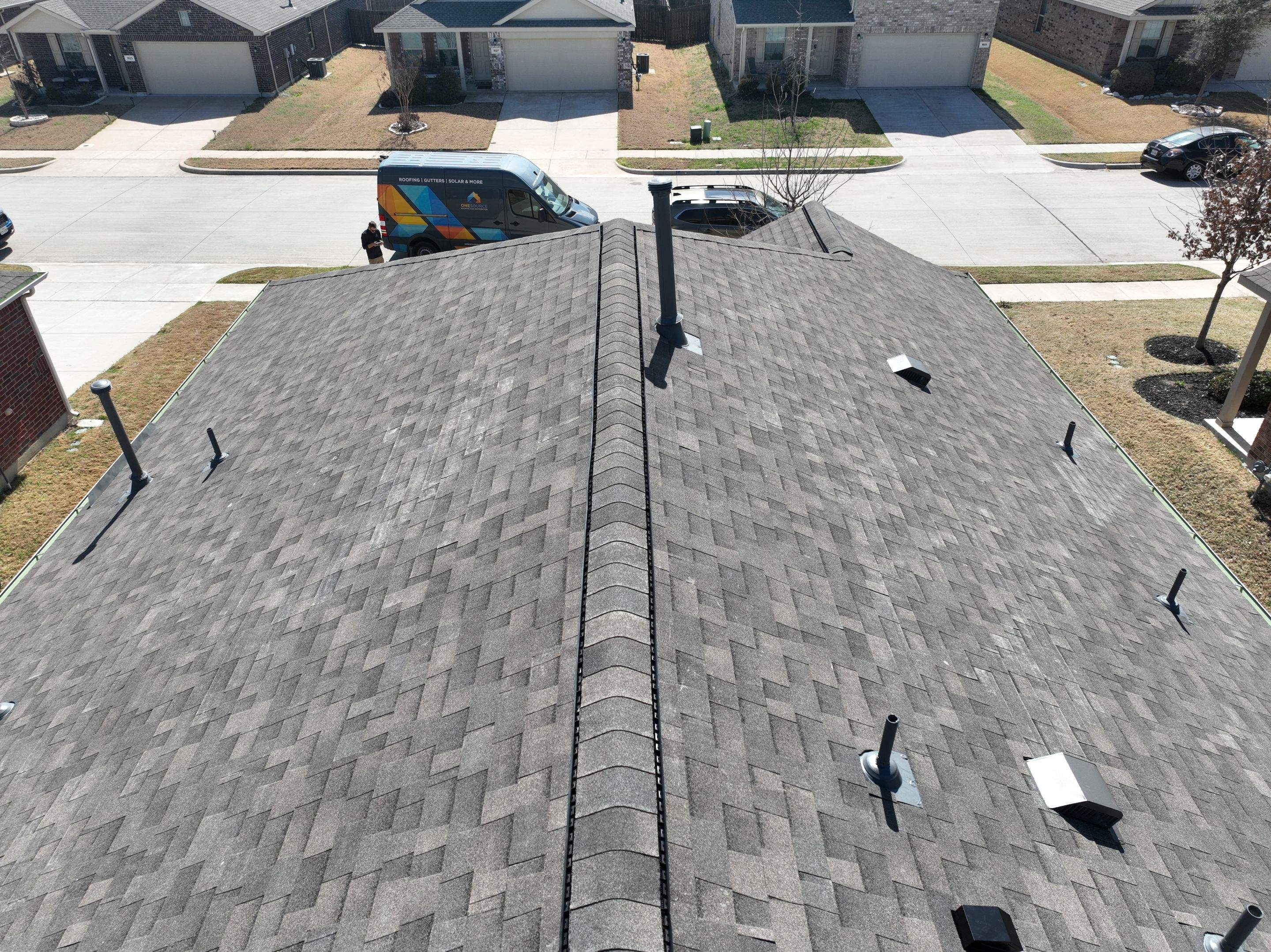 Residential Roofing Installation using Malarkey Highlander Weathered Wood Plus by OneSource Roofing and Restoration