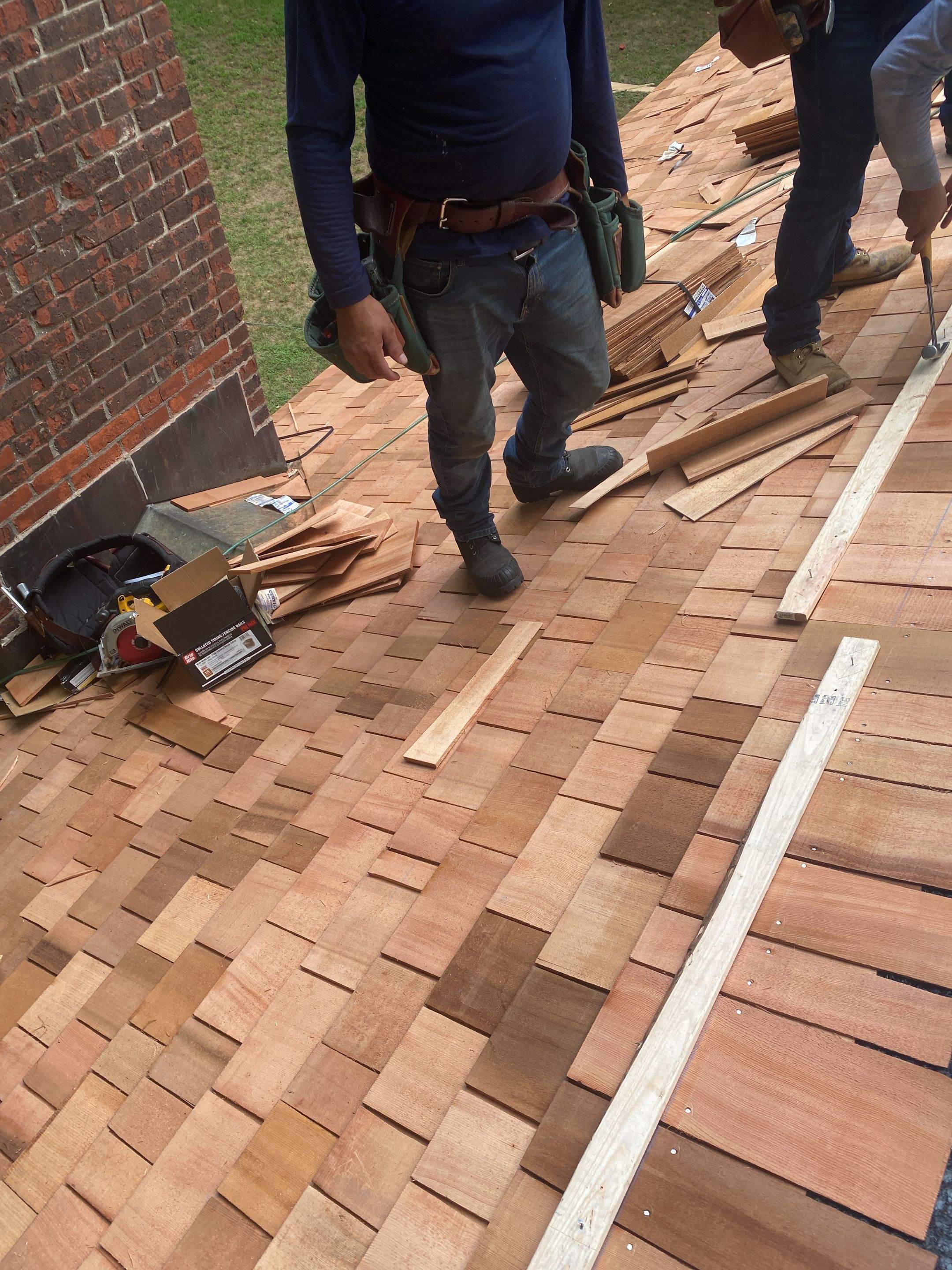 Residential Roofing Installation using Wood Shake by A Plus Exterior