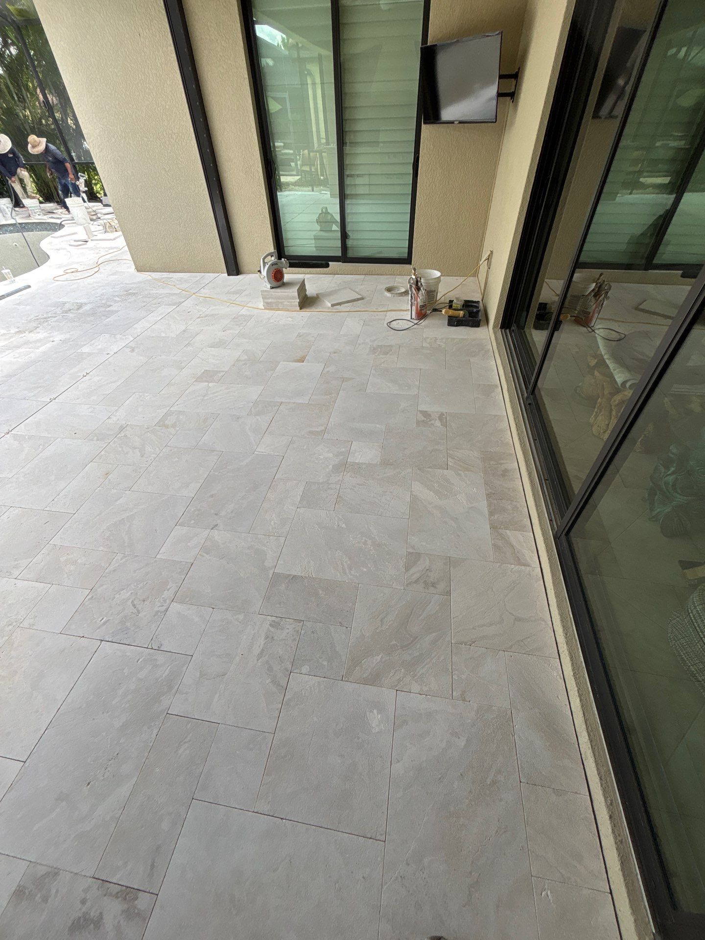 Textured Marble Pool Deck - Bonita National Golf & Country Club by Old Town Pavers Llc