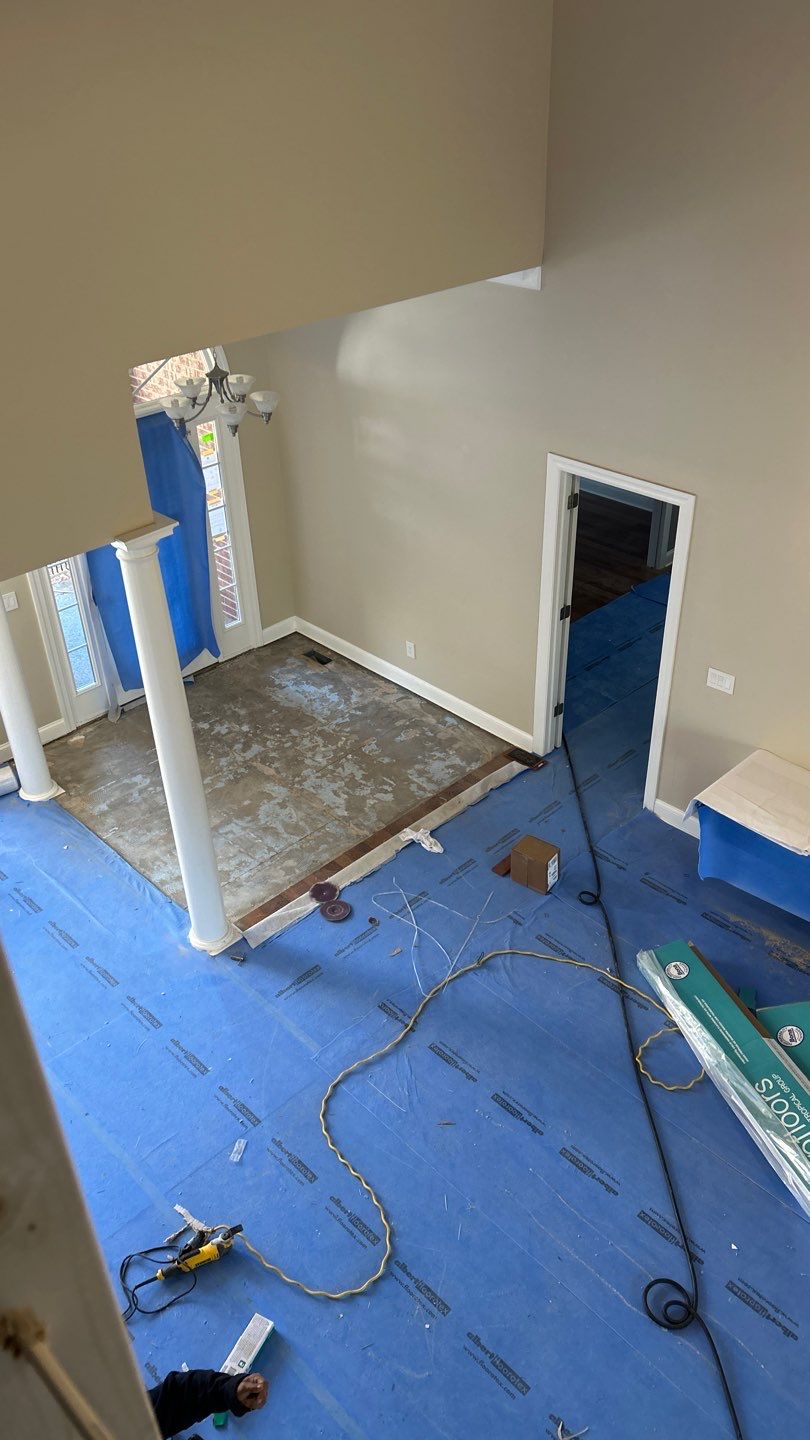 Work-in-progress wood floors for remodel by Footprints Floors of Nashville