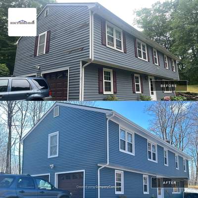 Siding Installation using CertainTeed Mainstreet Vinyl Siding - Pacific Blue