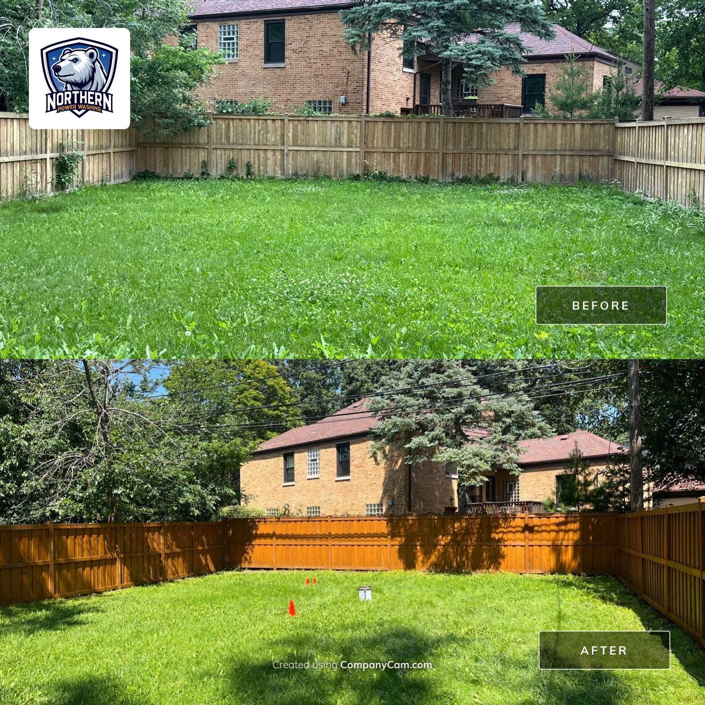 Wood fence cleaning and sealing by Northern Power Washing LLC.