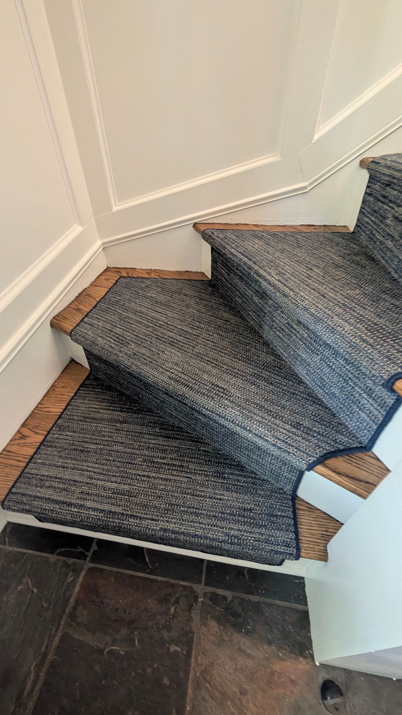 Chicago Residential Staircase Upgrade with Hardwood Treads and Custom Runner by Floor Coverings International of Chicago North Side