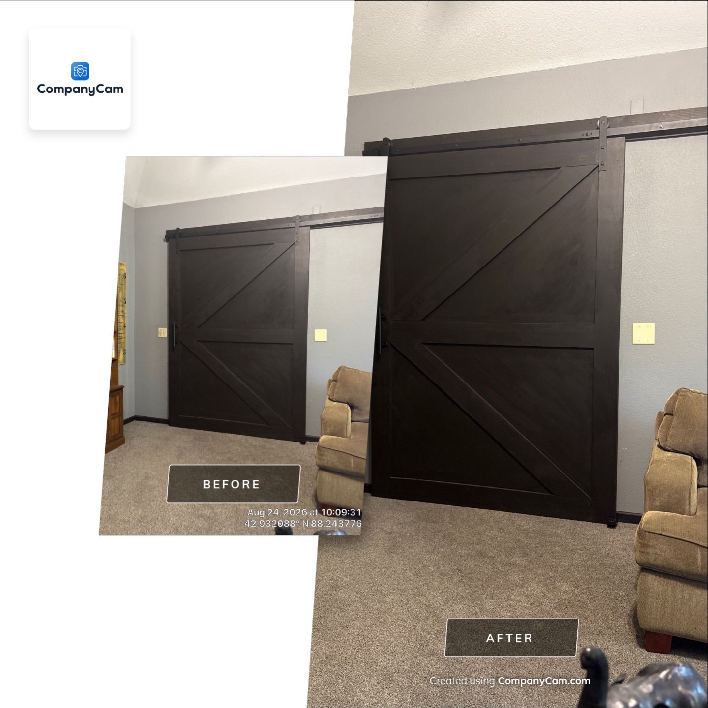 Custom Barn Door Installation and Interior Updates in Waukesha by CompanyCam Sales Demo
