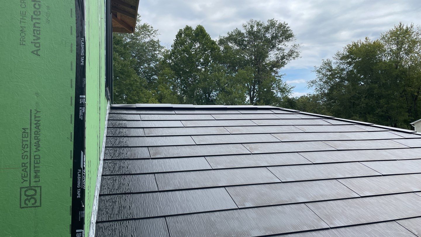 Tesla Solar Roof  using Tesla Solar Roof V3 tiles by American Home Contractors