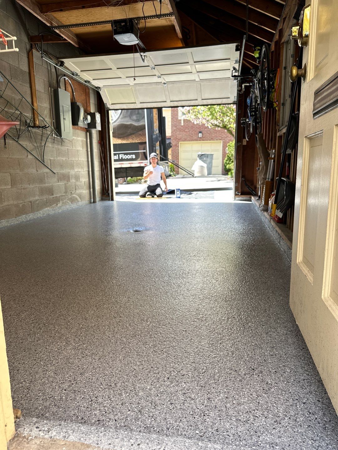 Silverado garage floor coating  by NG Masonry & Construction LLC