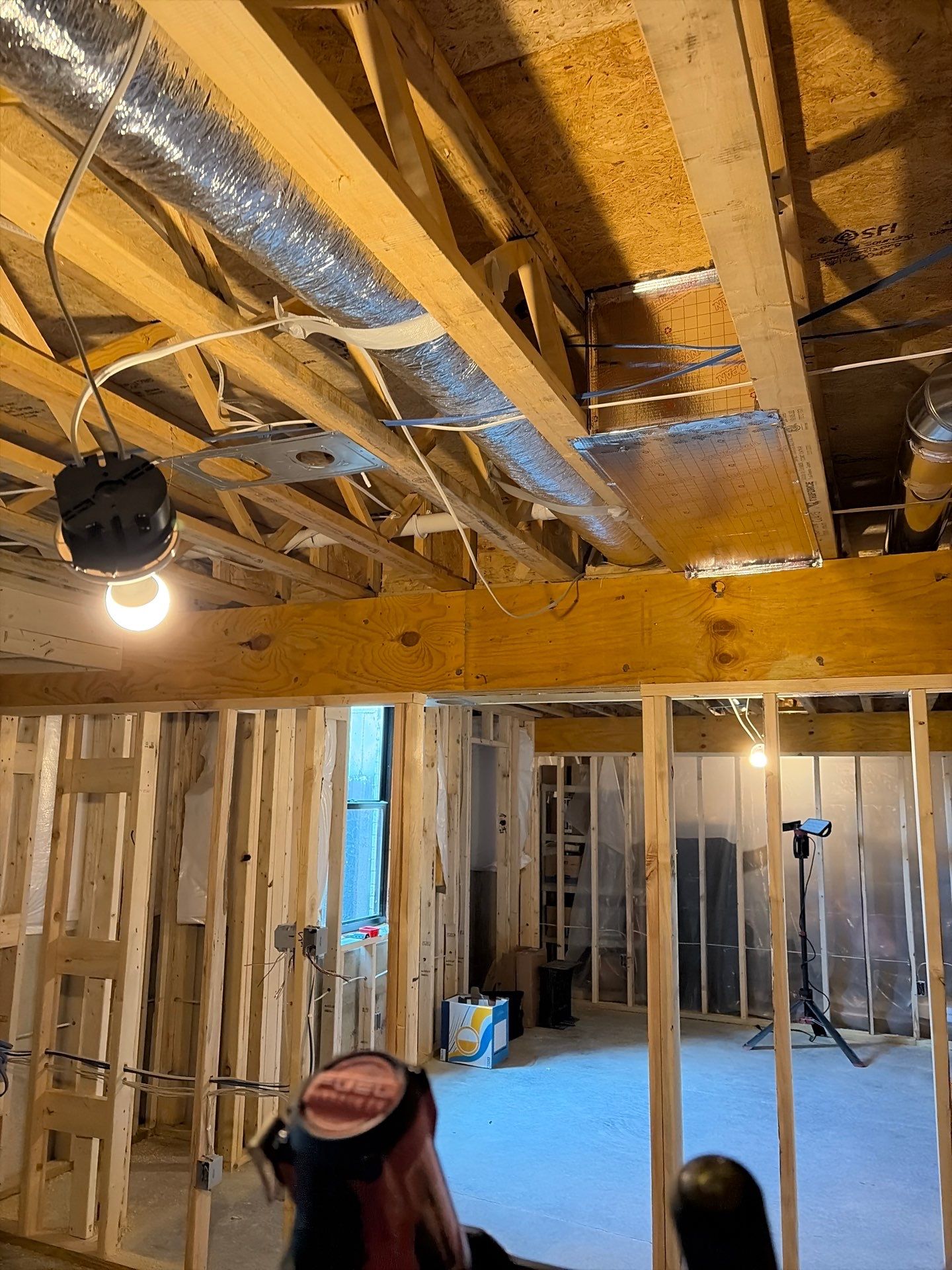 Comprehensive Electrical Rough-In and Data Networking for Washington Township Basement by Techkinect