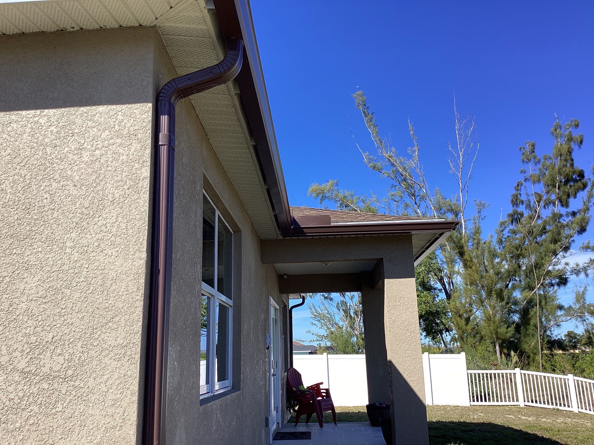 Royal Brown Seamless Gutters in Cape Coral FL by Gutter Professors
