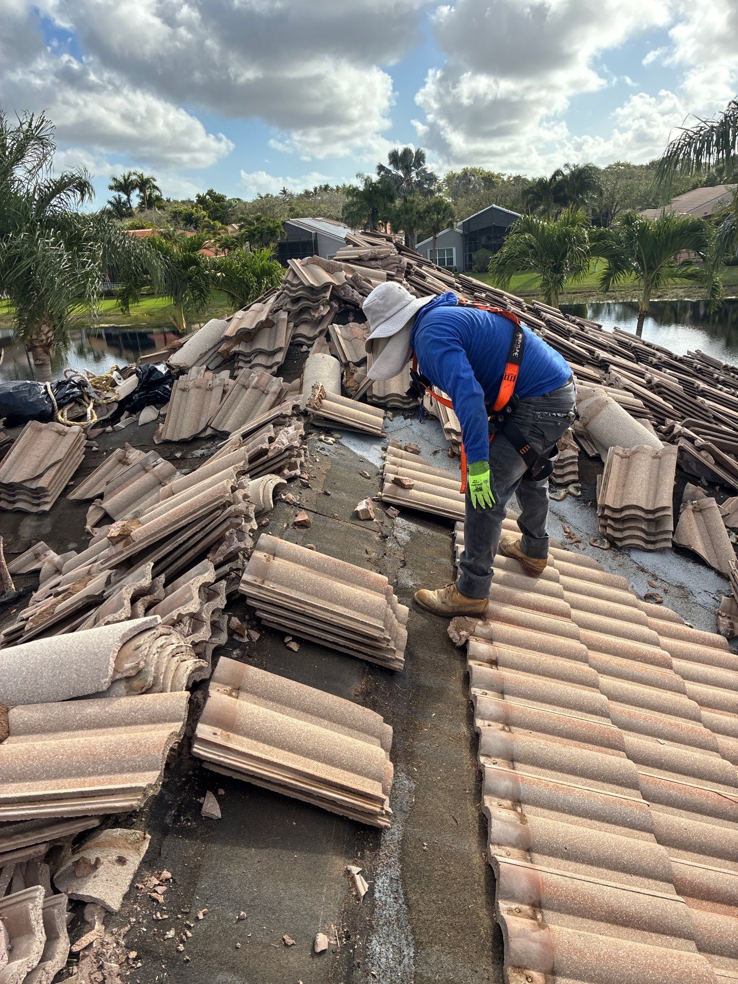 Full Concrete S-Tile Roof Replacement and Deck Repair in Wellington by Aastro Roofing