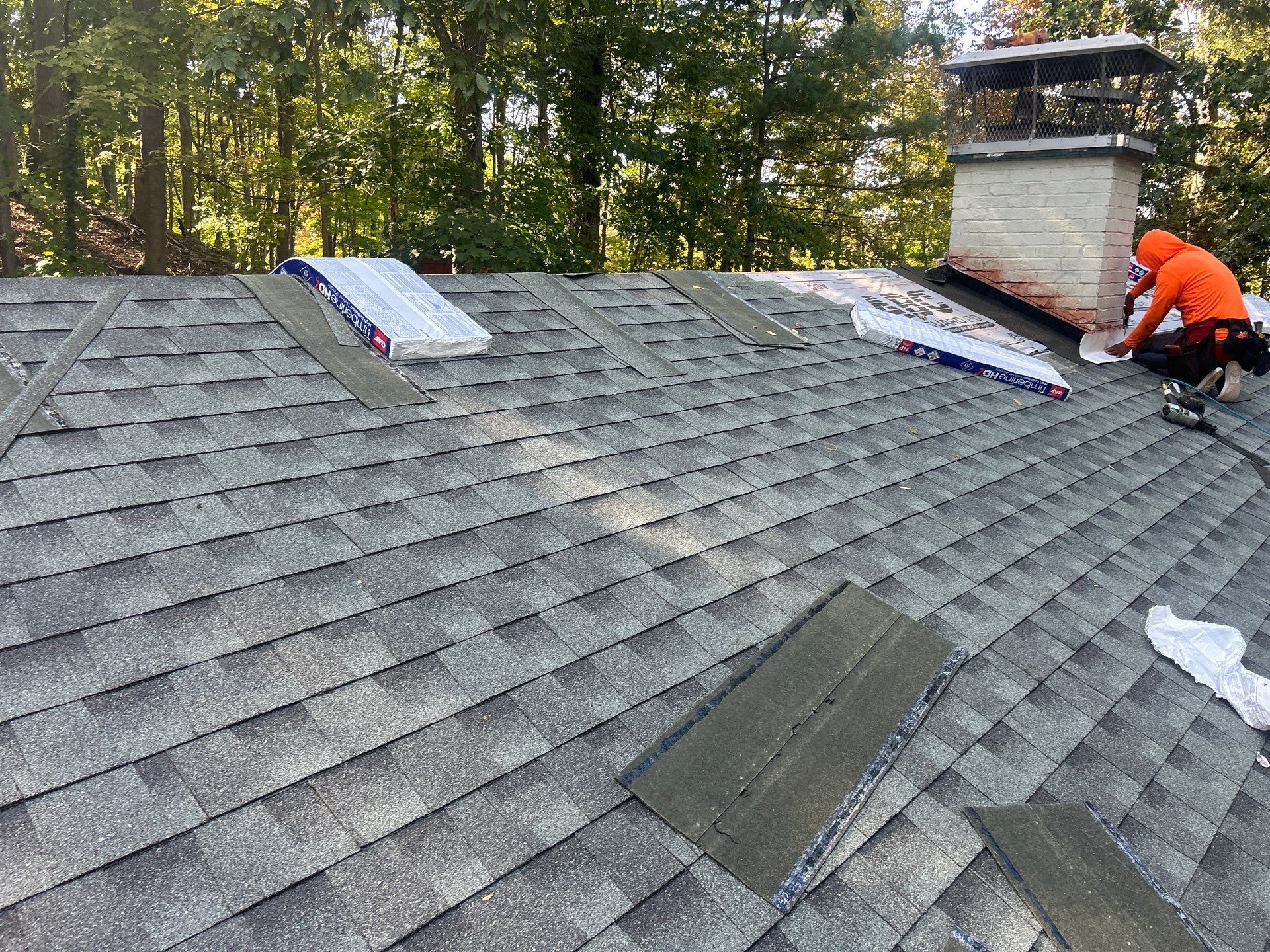 Residential Roofing Installation using GAF Timberline HDZ Williamsburg Slate by Rainstoppers Roofing