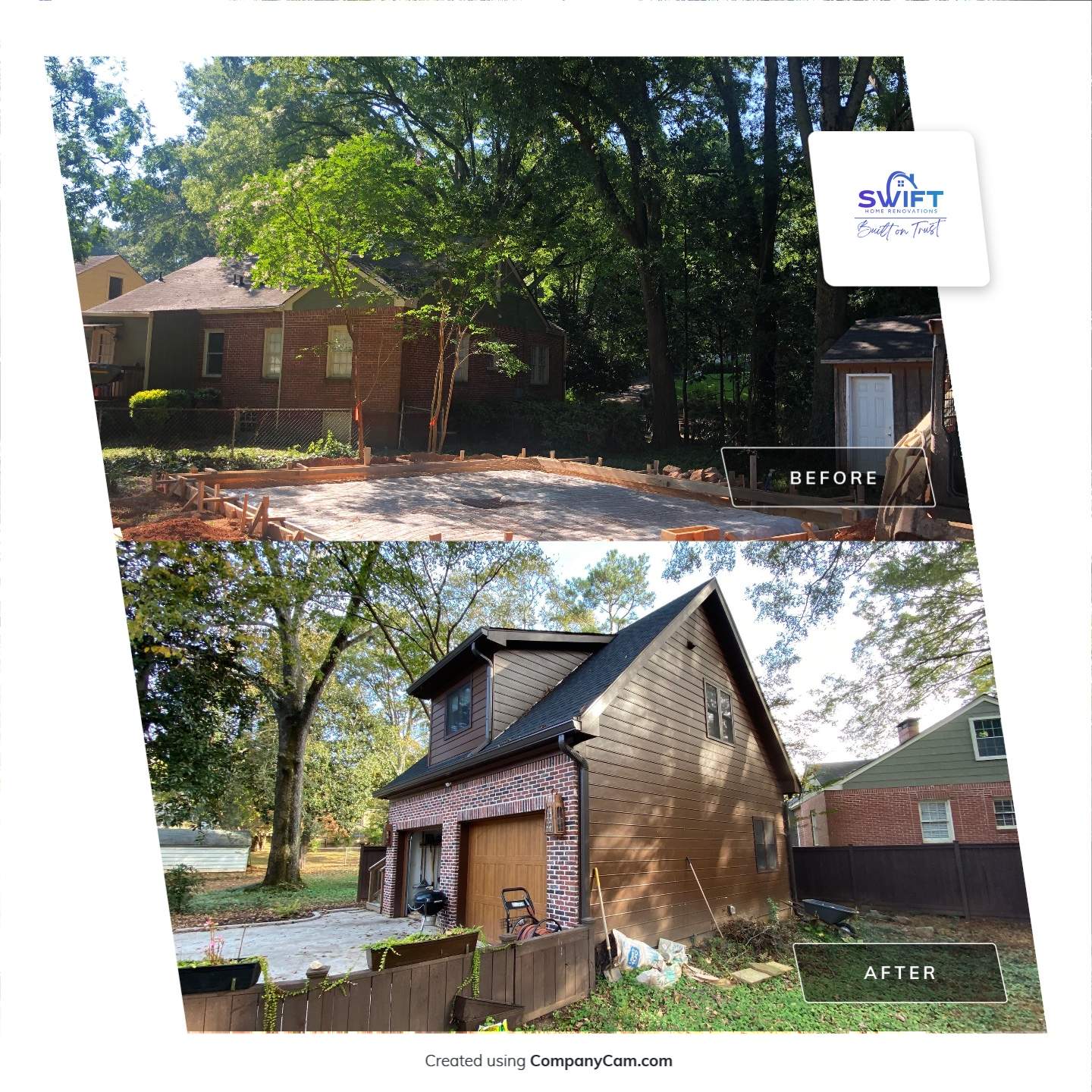 Custom Two-Story Brick Garage and Studio Apartment in Decatur by Swift Home Renovations 