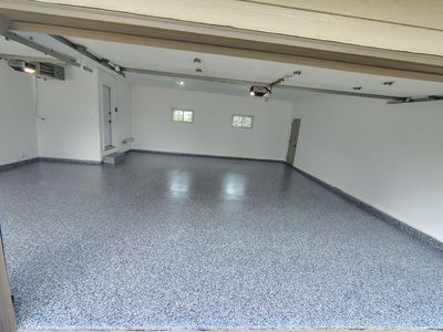 Hartford Garage Concrete Coating With Orbit Flake Finish