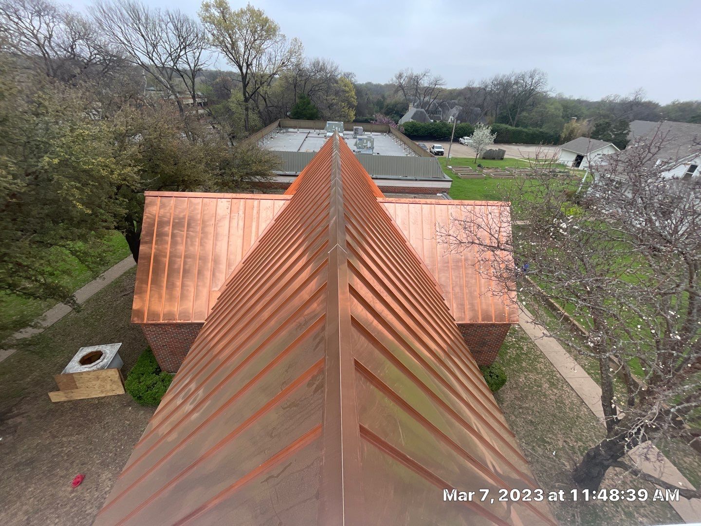 Custom Copper Standing Seam Roofing System  by Springtree Restoration 