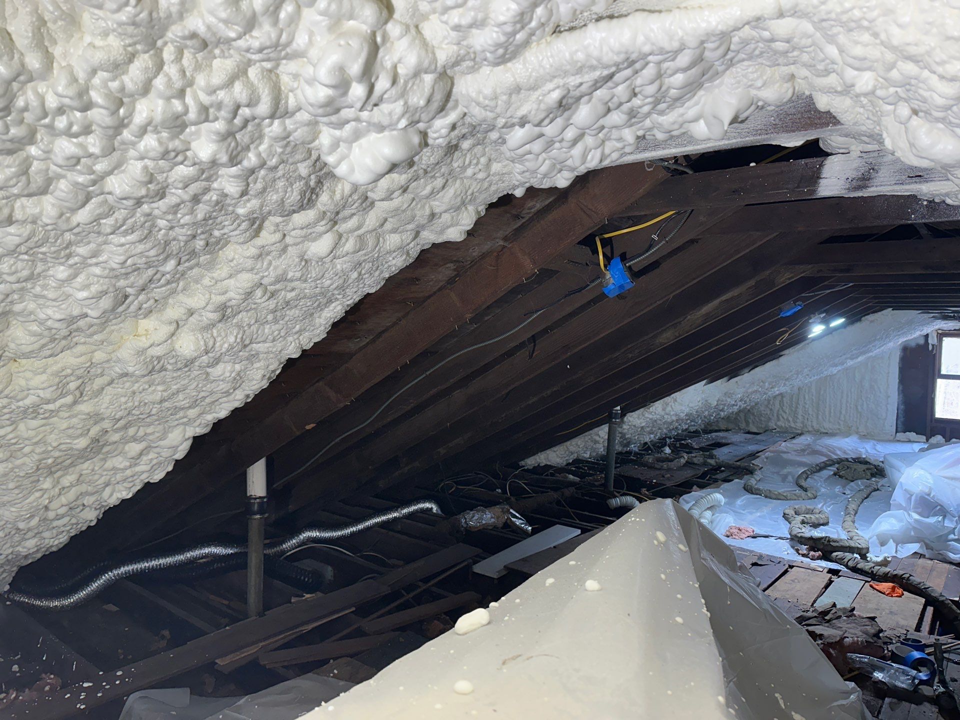 Attic Insulation using open cell spray foam by NYS Foam & Energy