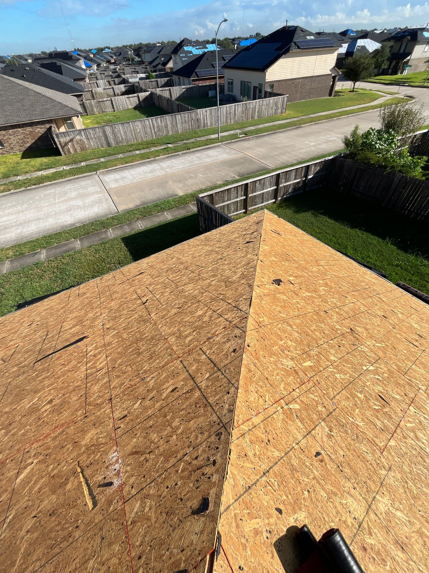 Reroof after Hurricane Beryl by Berry Good Roofing 