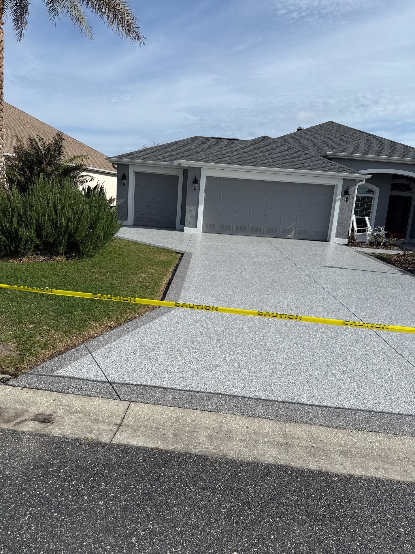 Driveway & Sidewalk Slatestone with Silvercreek borders by Innovative Concrete Coatings 