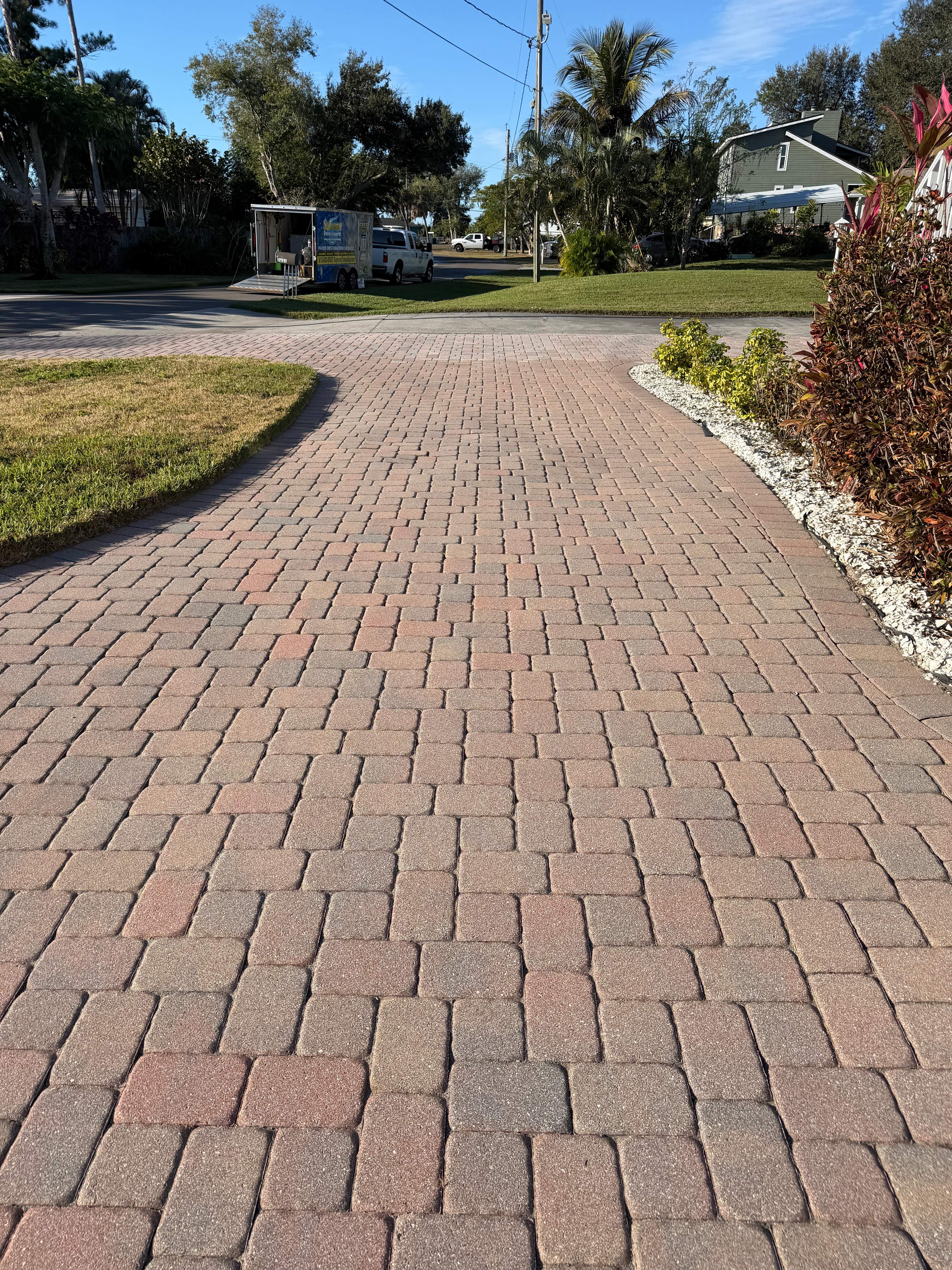 Multi-Toned Paver Driveway Cleaning and Sealing in Ruskin Florida by Supreme Paver Experts