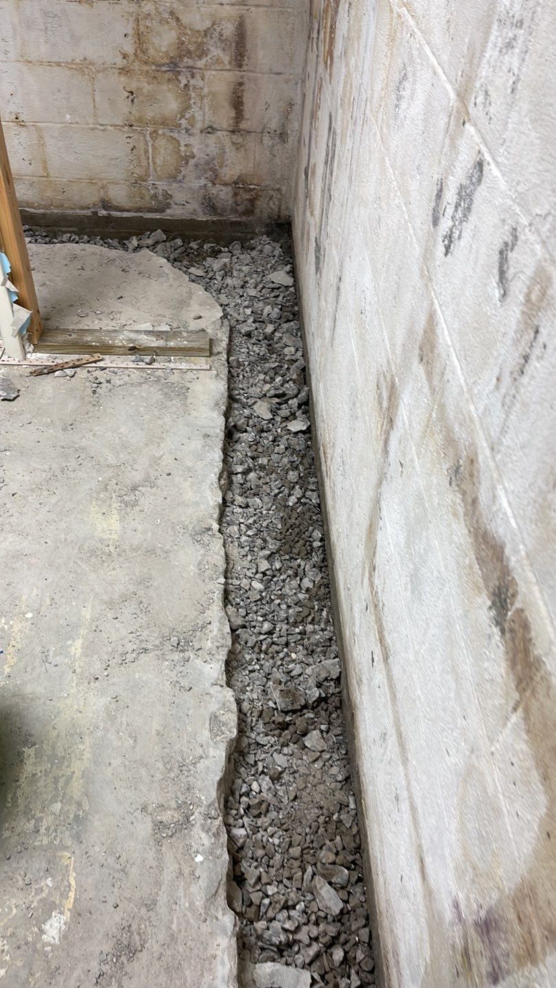 Embedded Fiber Reinforcement and Basement Waterproofing using GrateDrain Waterproofing System by Toledo Basement Repair