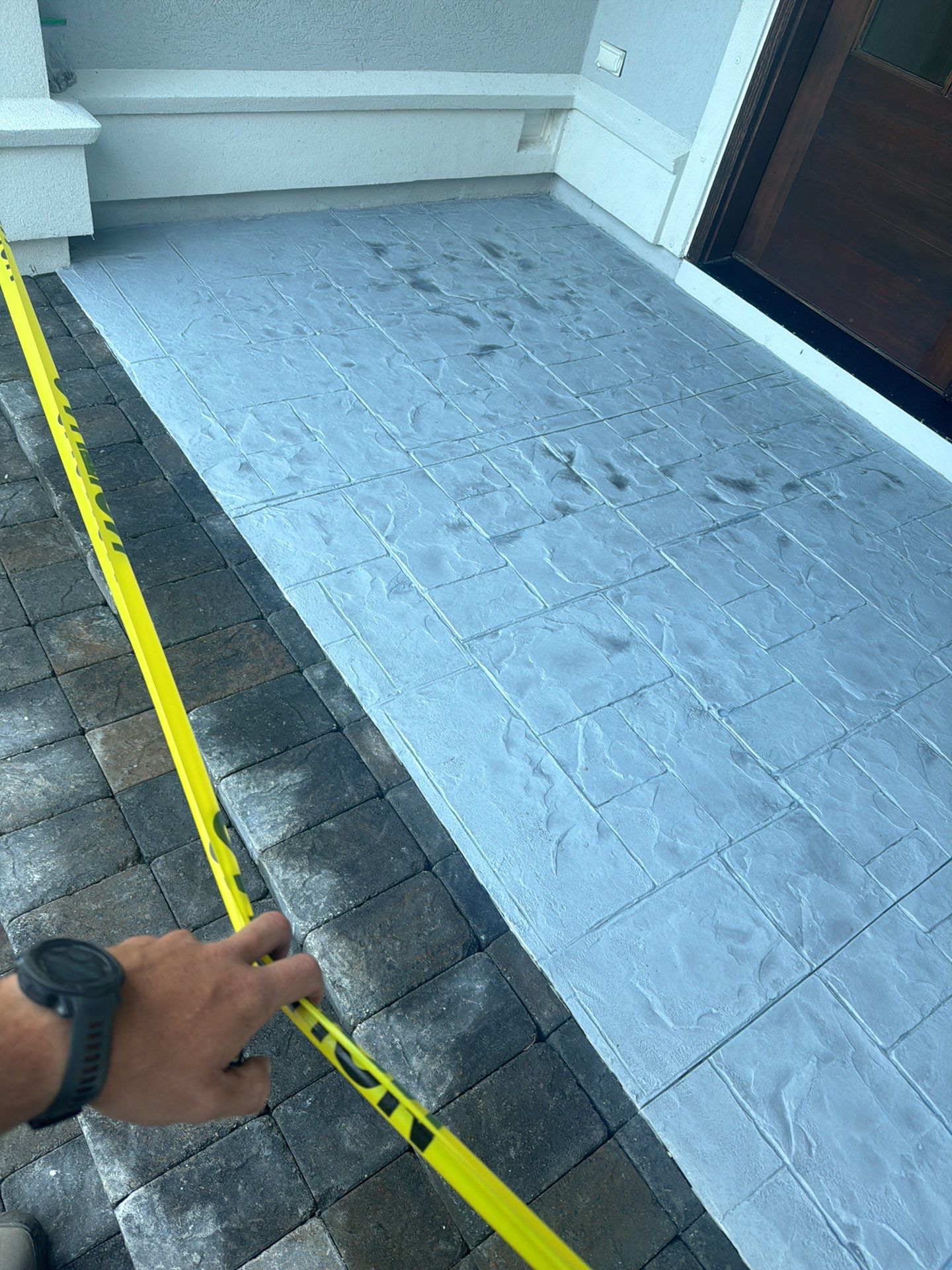 Stamped Concrete Patio and Circular Paver Installation in Hilton Head Island by Lowcountry Scapes, LLC