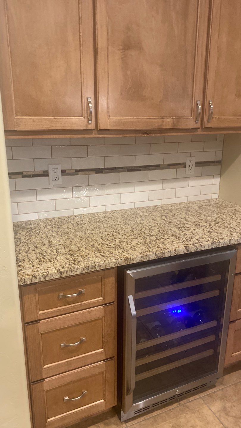 Harmony Kitchen Backsplash & Custom Coffee & Wine Bar by Workman Company LLC