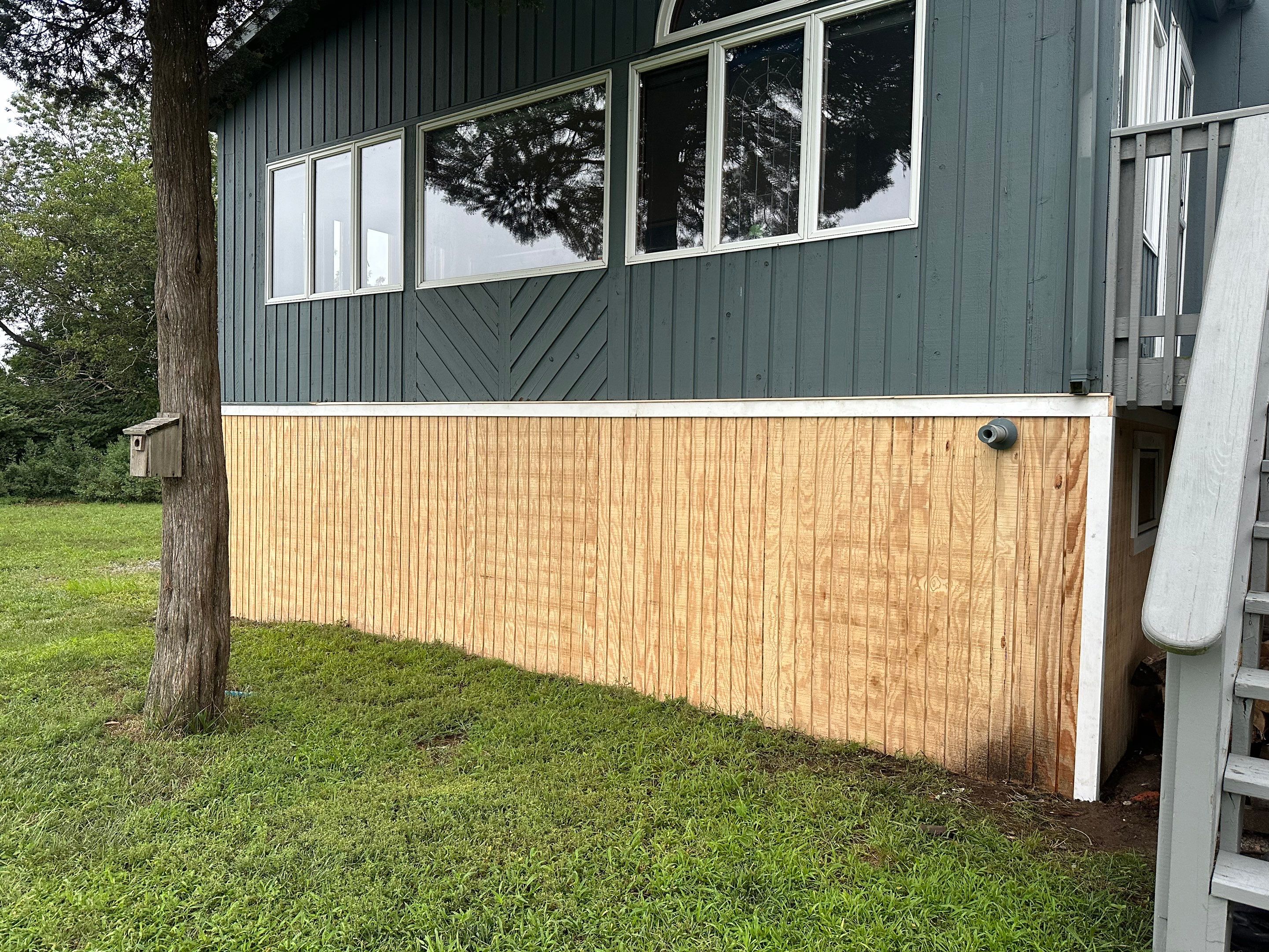Siding Repair using New wood siding using T1-11 by A Plus Exterior