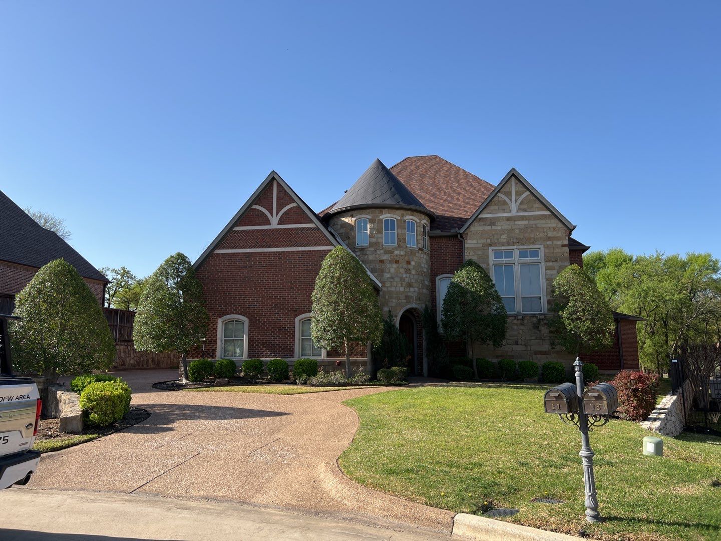 Residential Roofing Installation using Certainteed Landmark with custom Copper Turret by Becker Roofing and Exteriors