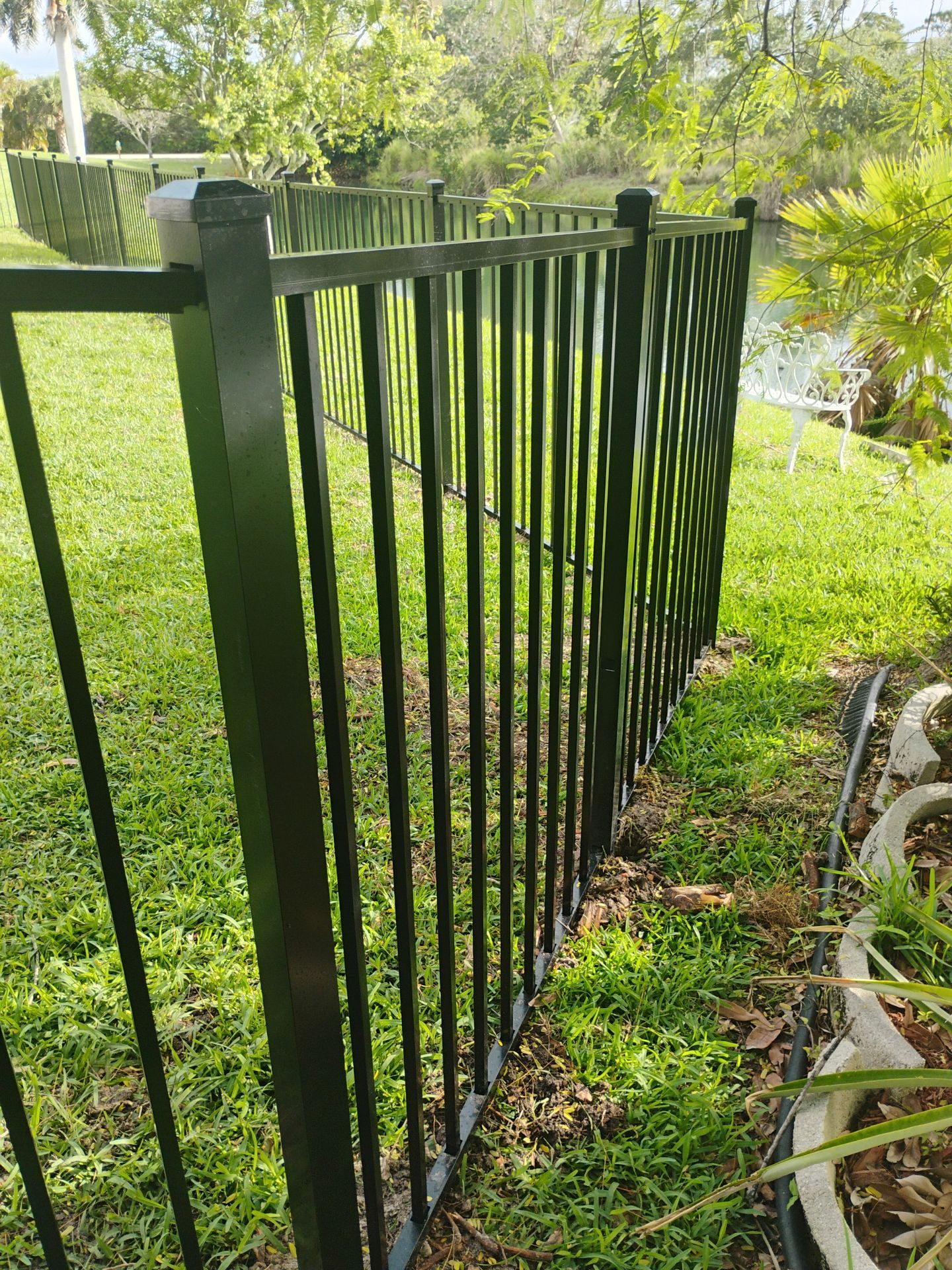 Black Aluminum Picket Fence Installation for Nokomis Waterfront Property by True Fence LLC