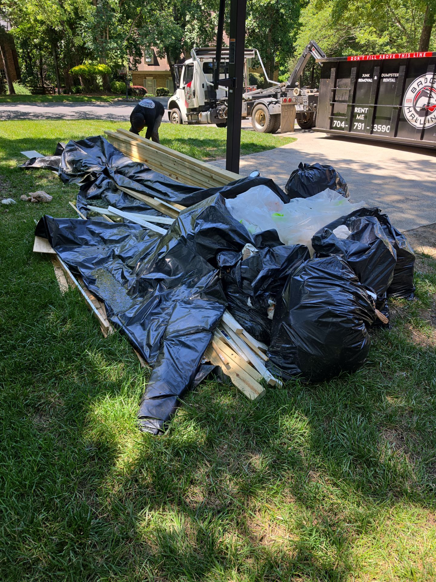 Job site clean up in Charlotte by Badger Hauling
