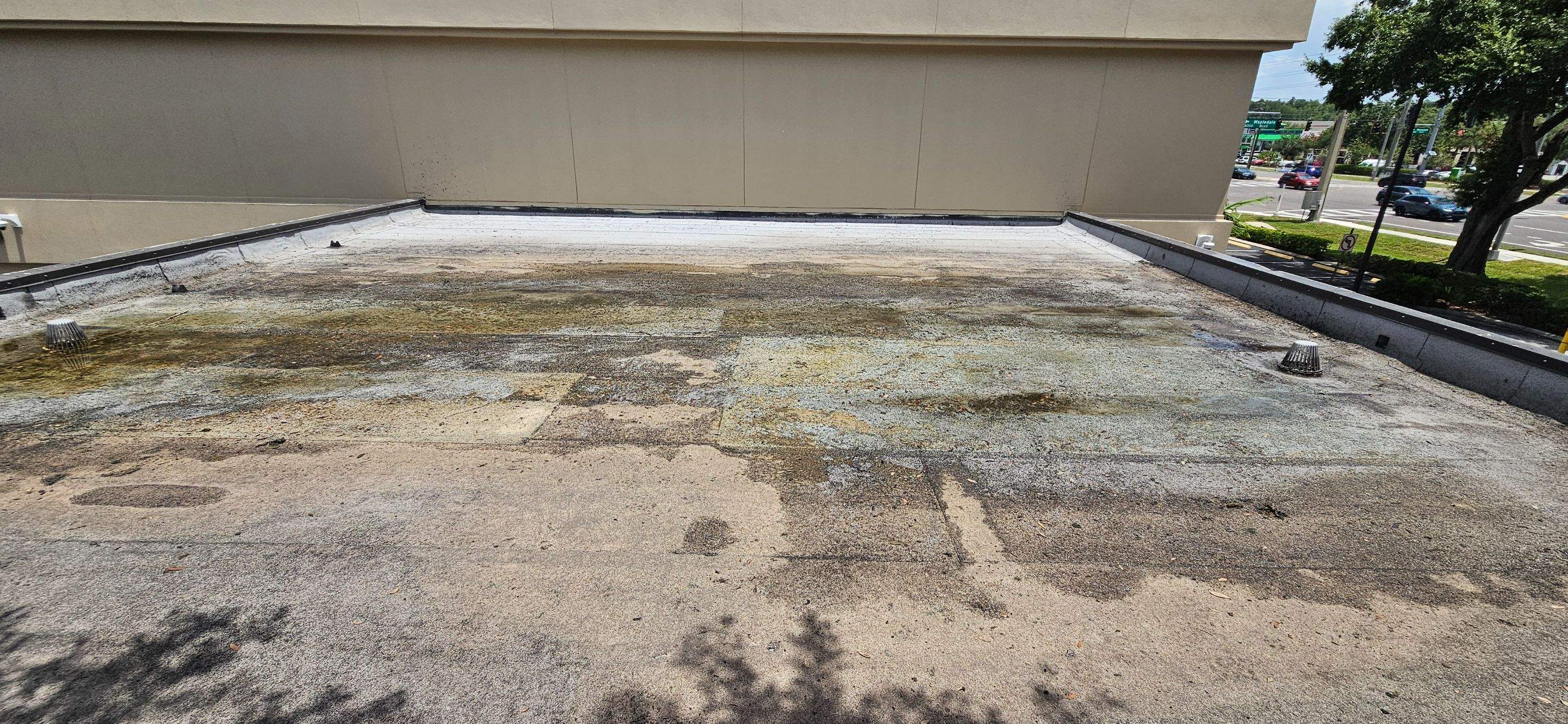 Industrial roof & gutter cleaning after.