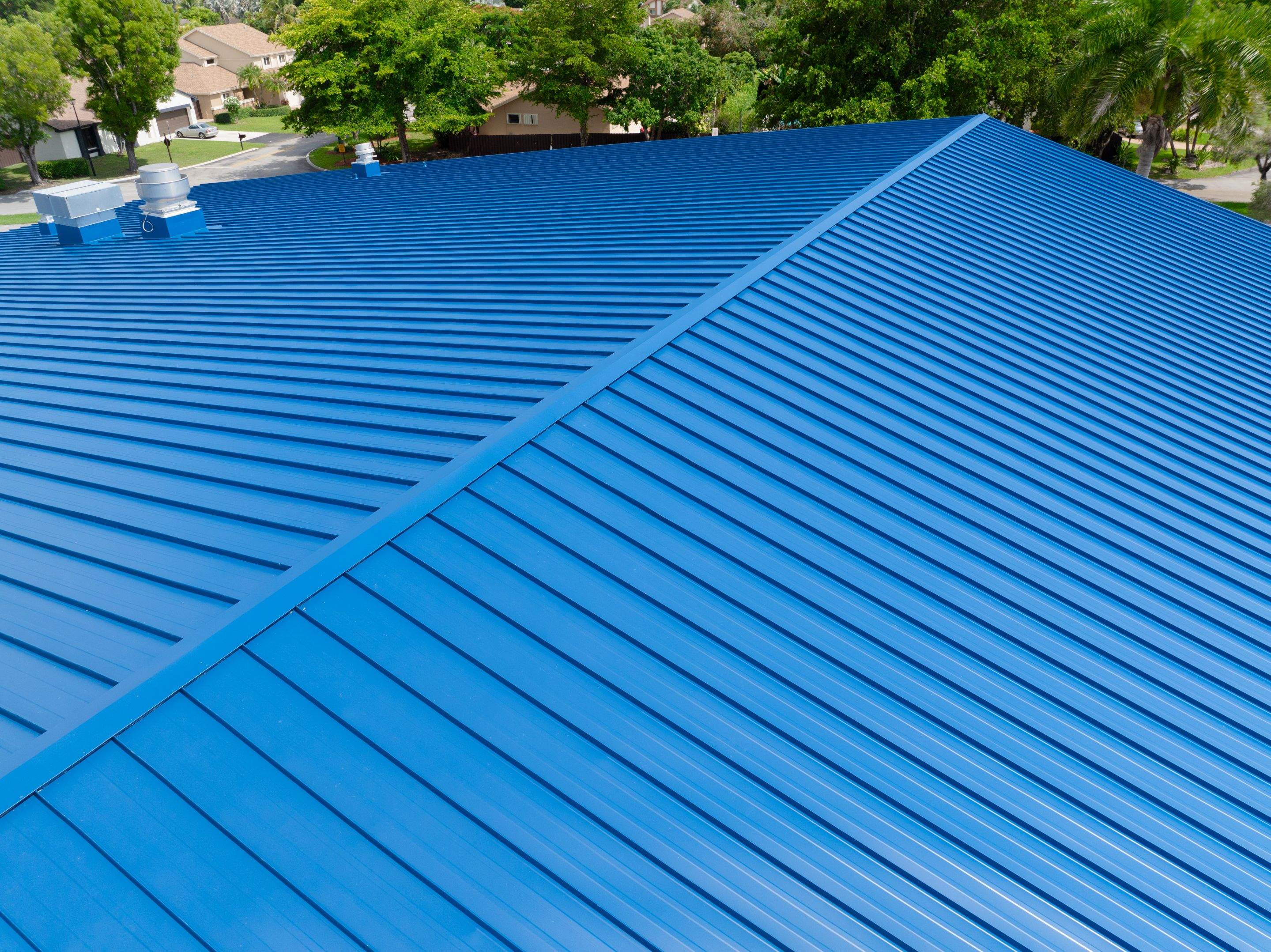 24ga 1.5" Mechanical Seam Slate Blue by Total Roofing System The Metal Roof Experts