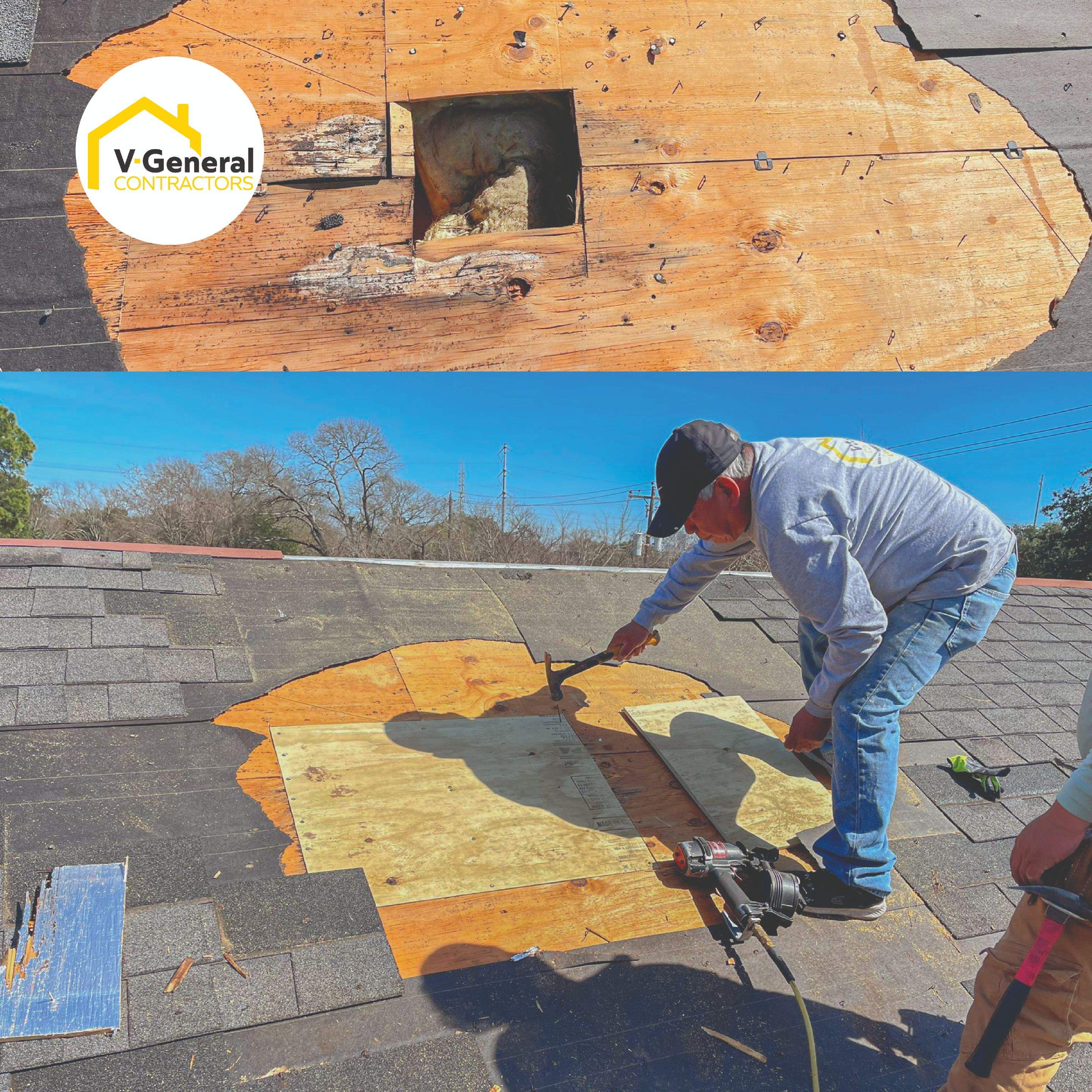 Roof Repair. Using GAF HDZ by V General Contractors 