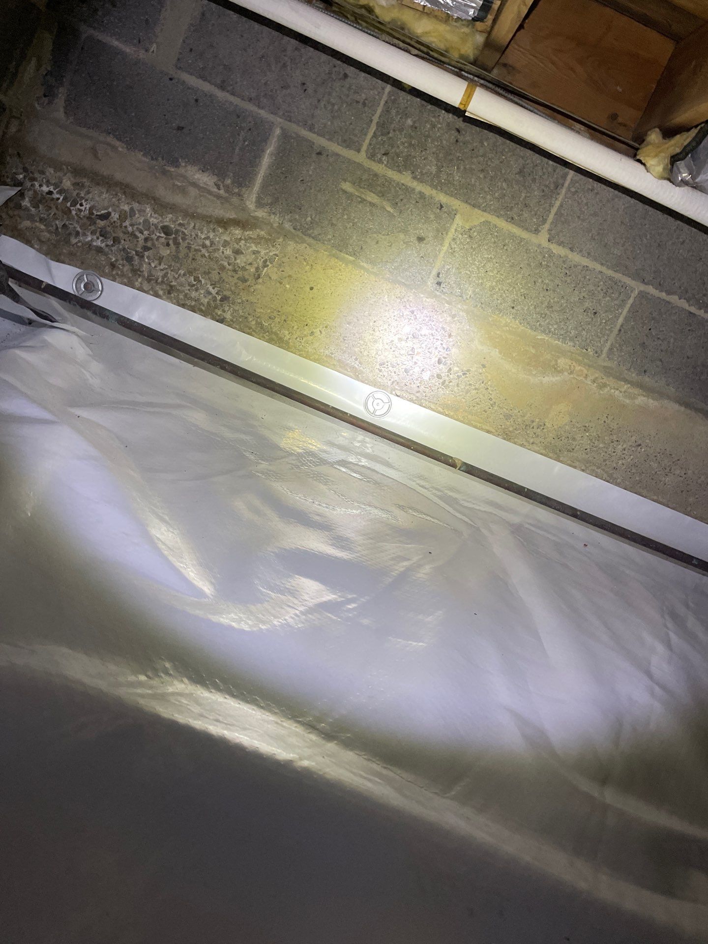 Basement Exterior Walls using Crawl Space Liner by NYS Foam & Energy
