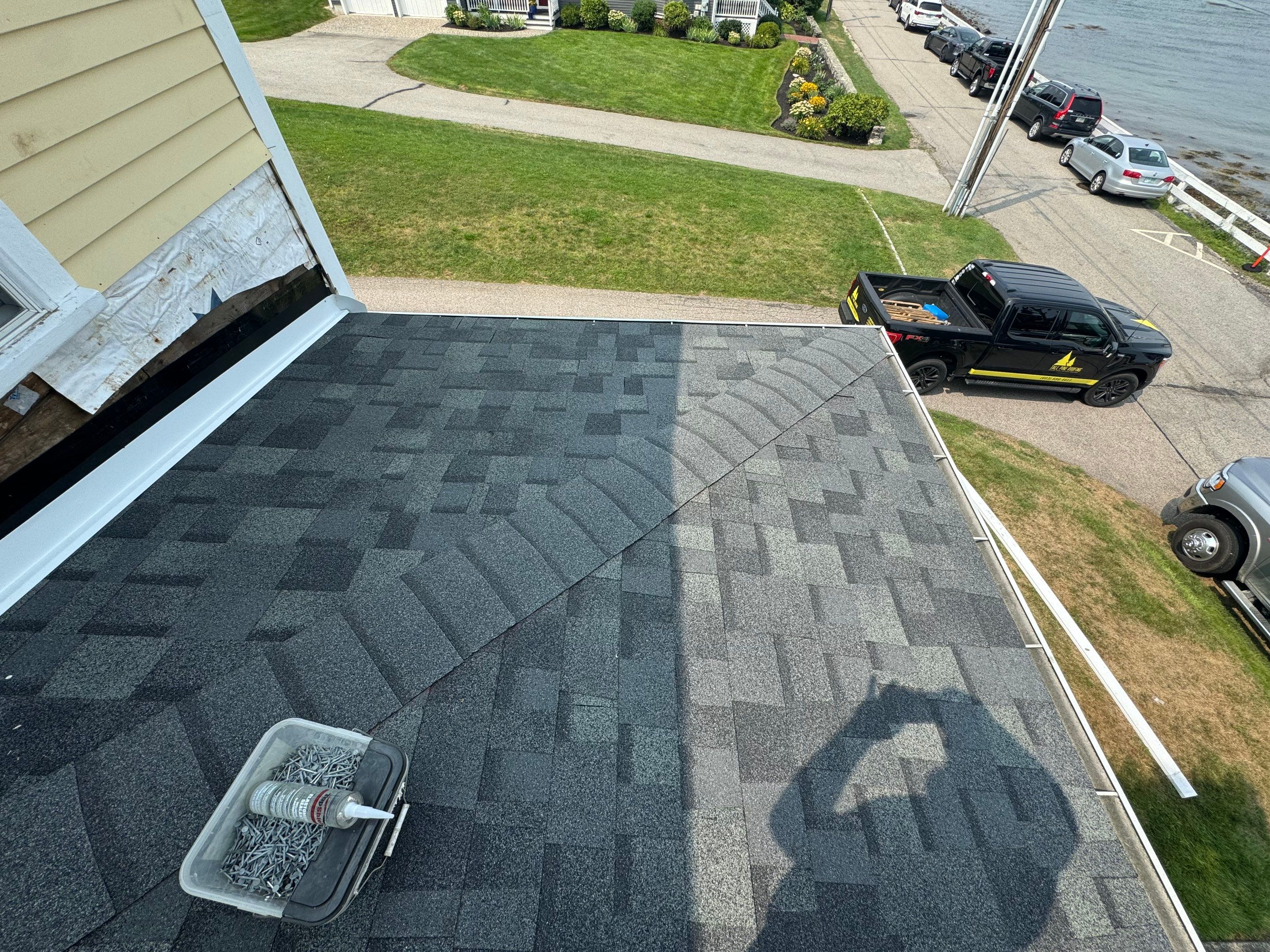 Small Porch Roof in New Castle New Hampshire by Tall pine roofing
