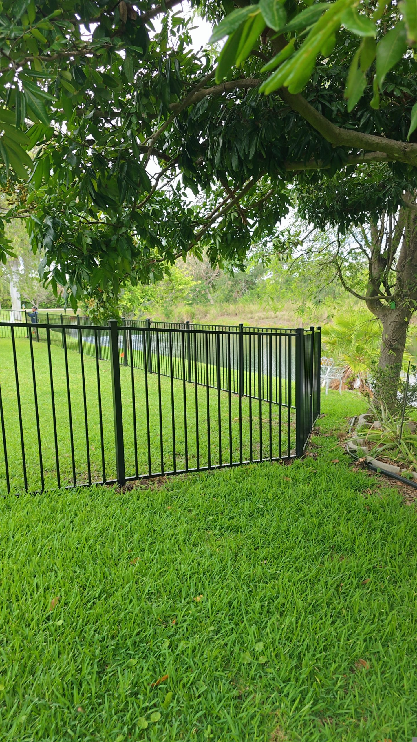 Black Aluminum Picket Fence Installation for Nokomis Waterfront Property by True Fence LLC
