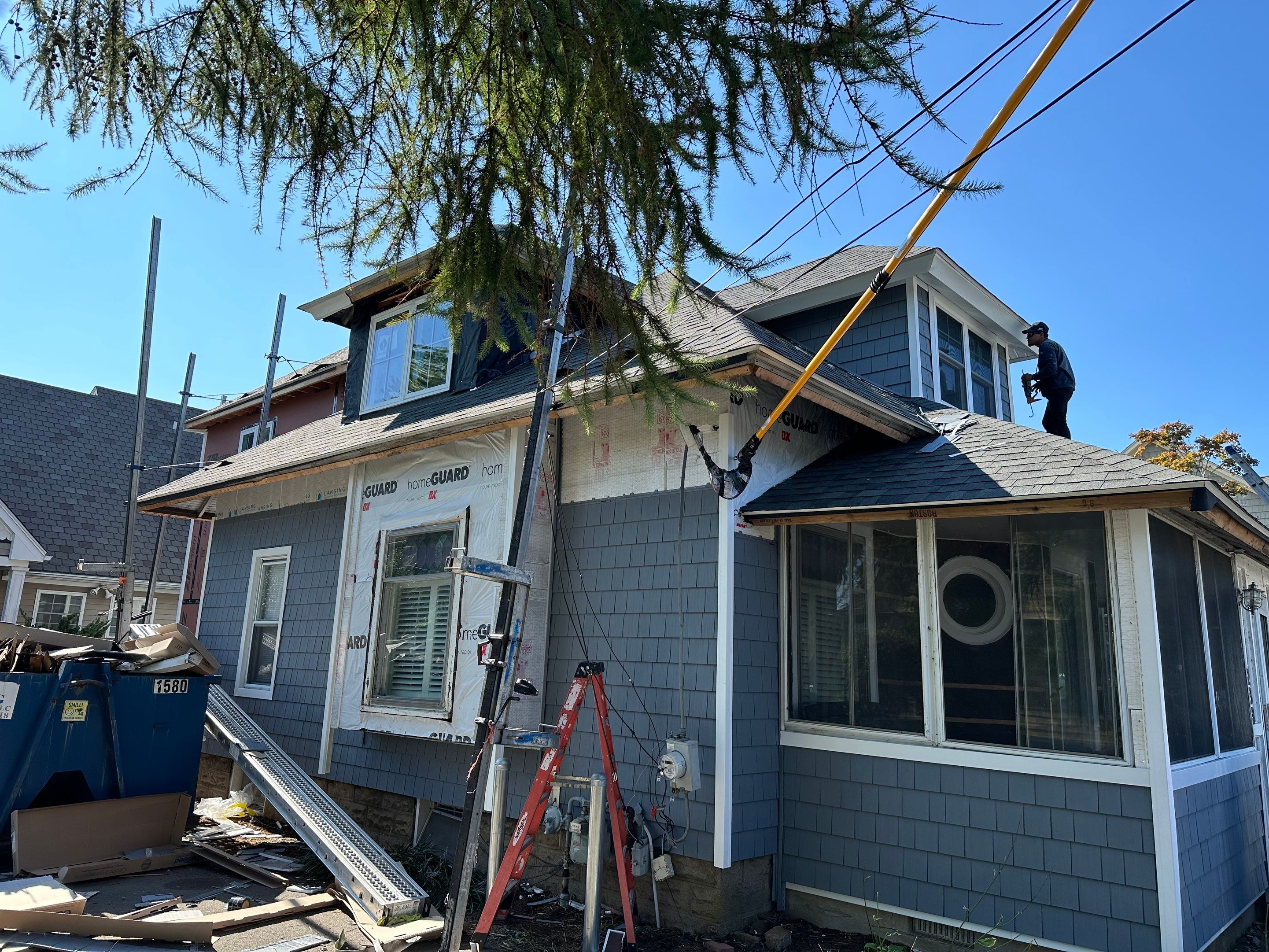 Residential Roofing Installation using Owens Corning TruDefinition Duration - Estate Gray & Flagstone Cedar Impressions by A Plus Exterior
