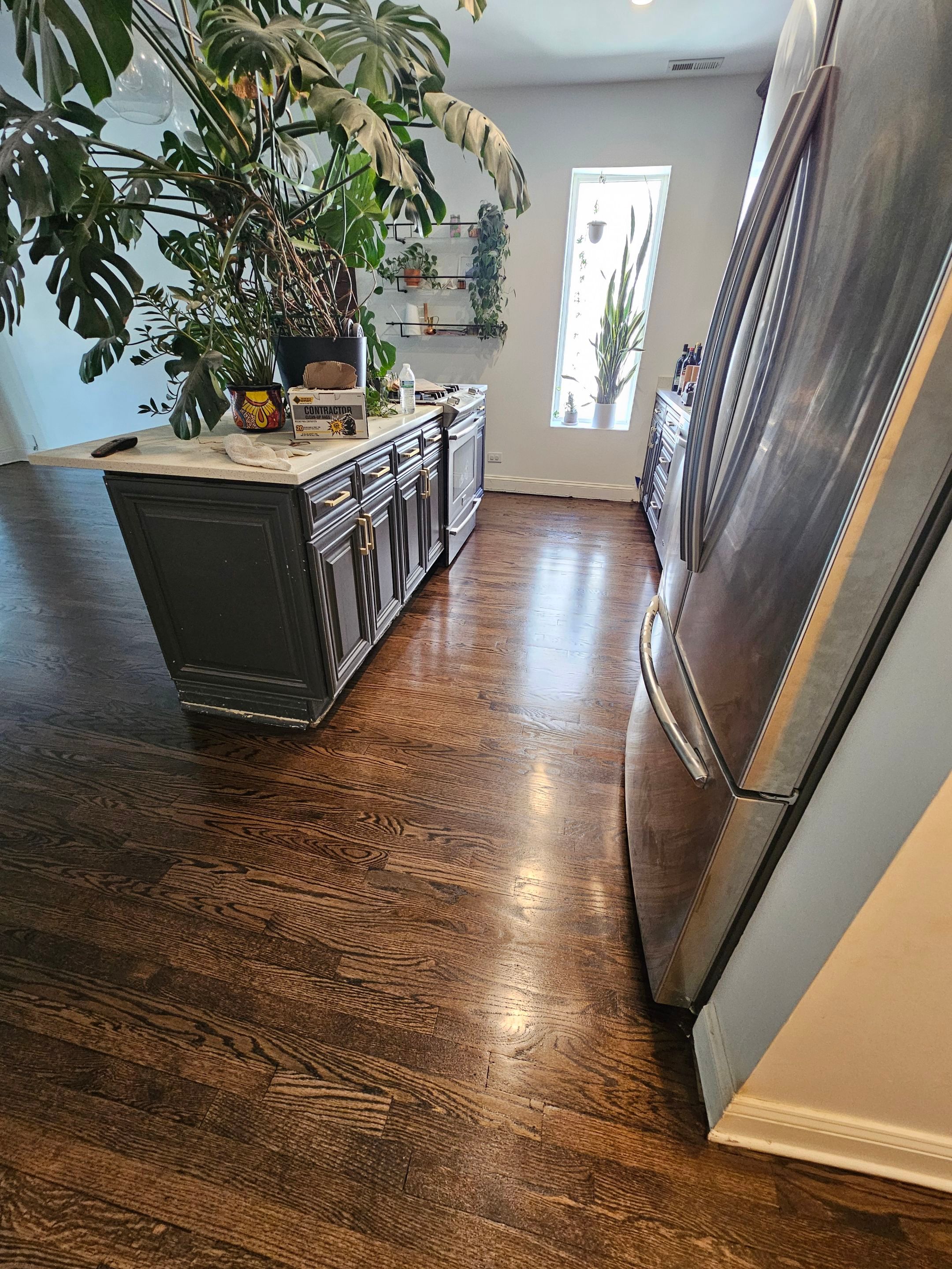 Residential Hardwood Floor Sand and Finish with Dark Stain in Chicago by Floor Coverings International of Chicago North Side