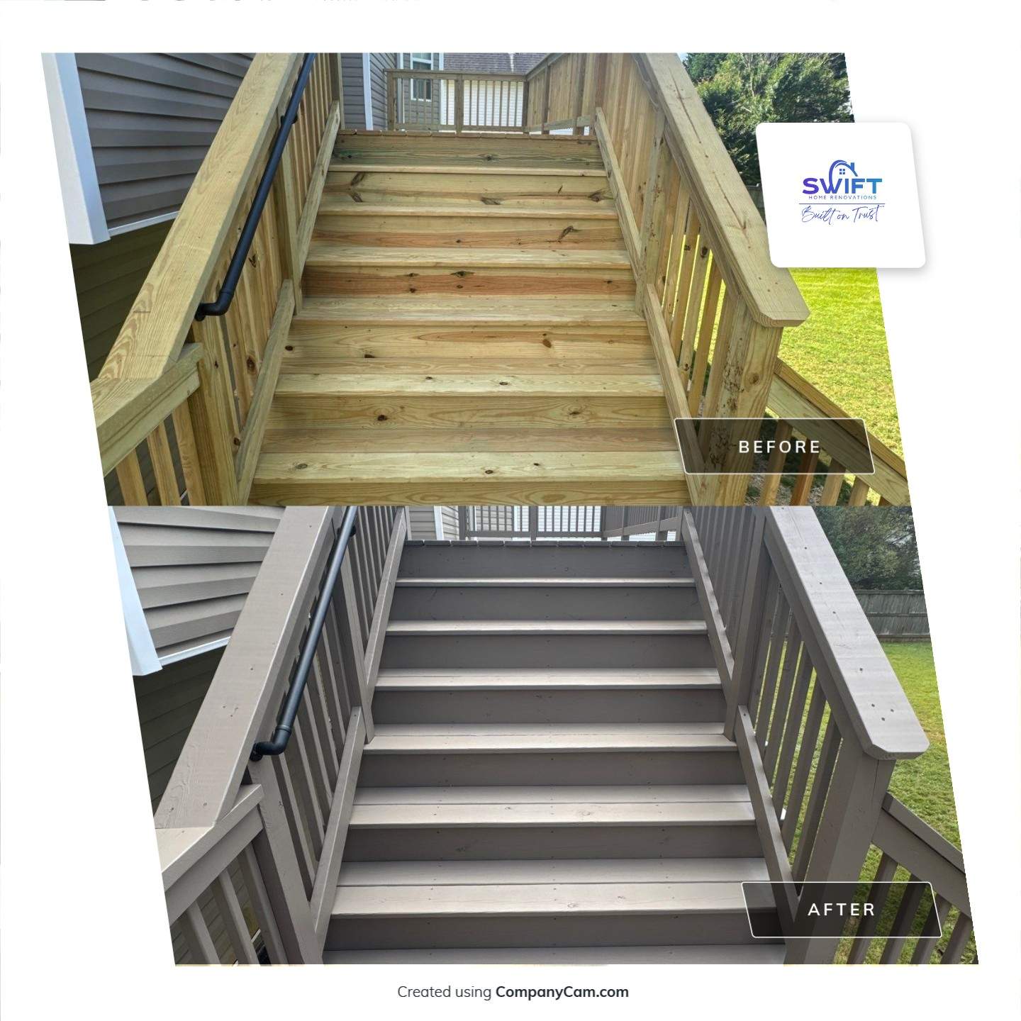 Multi-Level Deck Restoration and Solid Color Staining in Suwanee by Swift Home Renovations