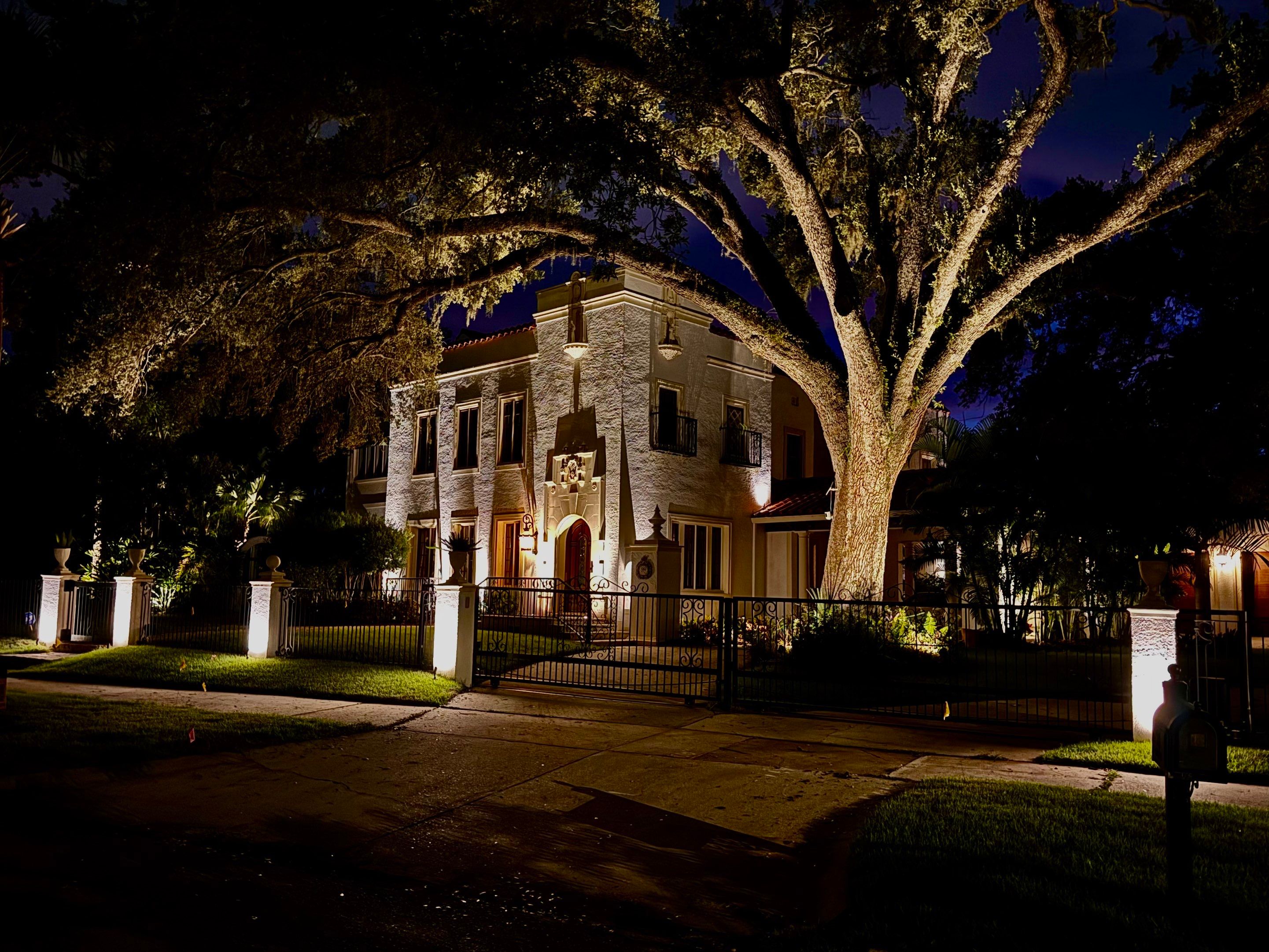Architectural and Landscape Lighting for Tampa Stucco Estate by Elegant Accents