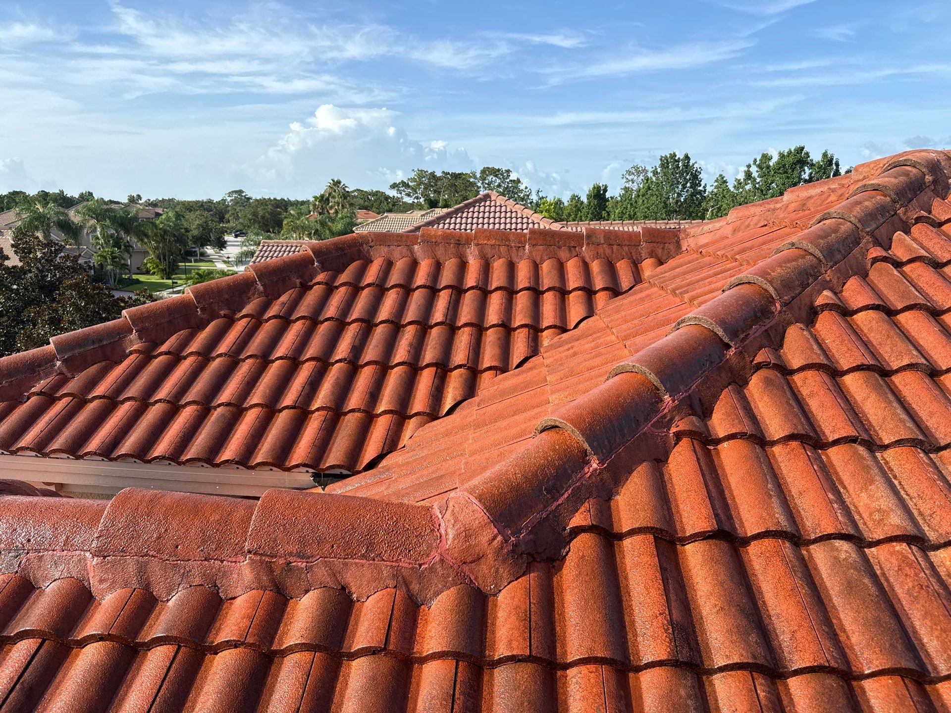 Soft Wash Tile Roof Cleaning in Sonoma Community, Sarasota, FL by Sunshine AquaWash