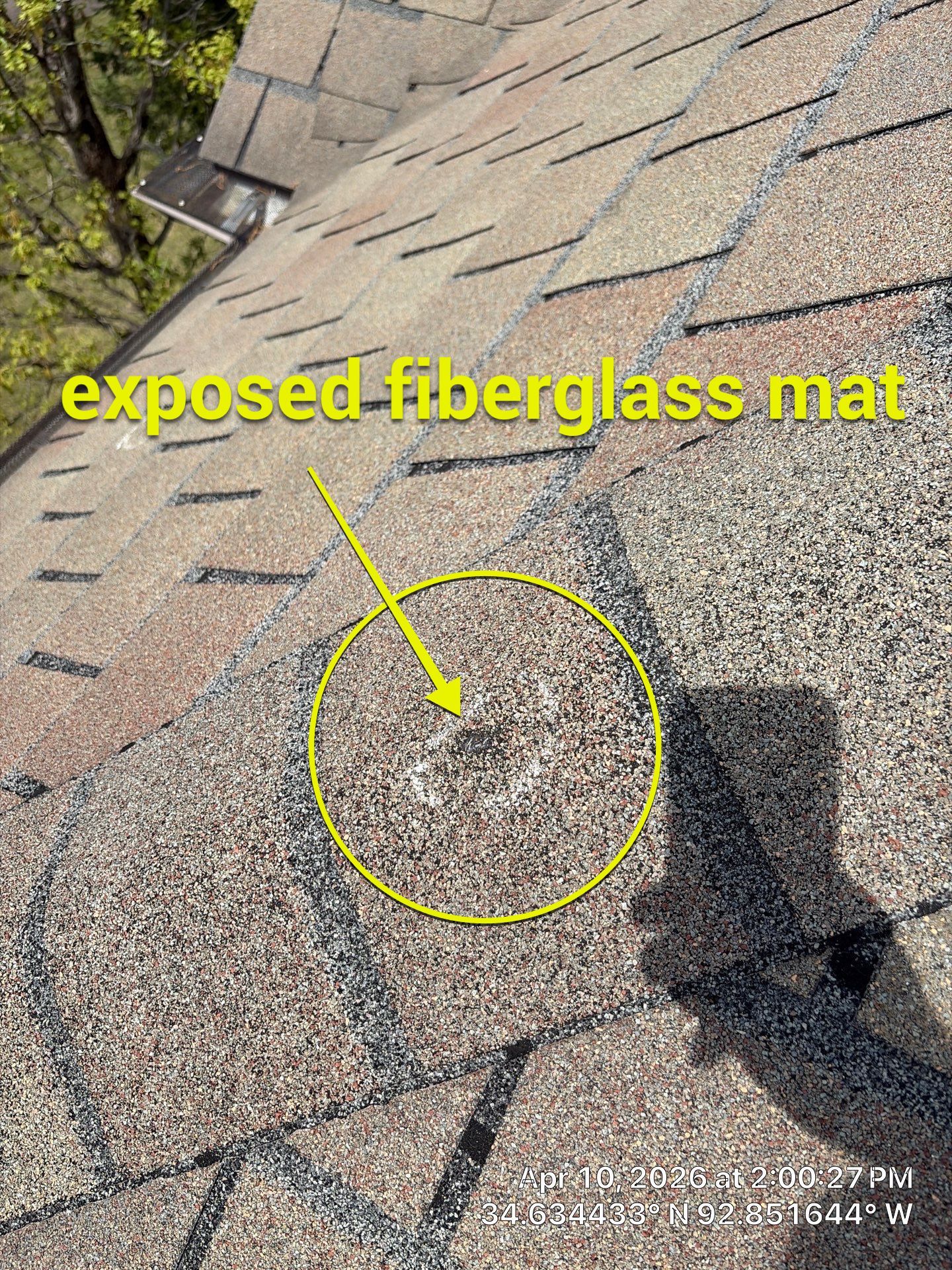 Shingle Roof Damage Assessment in Hot Springs Village by Temple Roofing and Exteriors