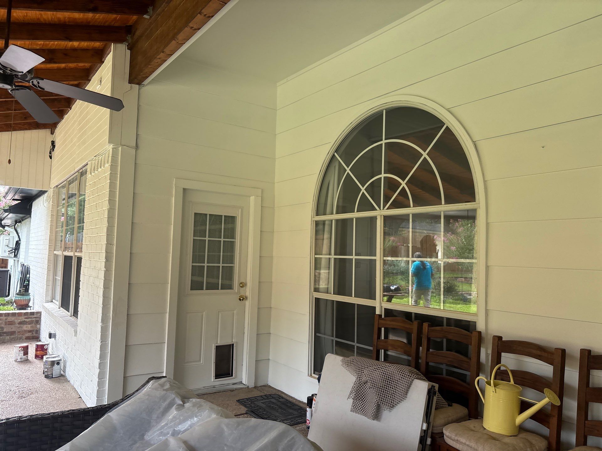 Project in TylerExterior Painting in Tyler, TX | White Brick Home, Varnished Fence & Shed Painting by Quality Coats Painting