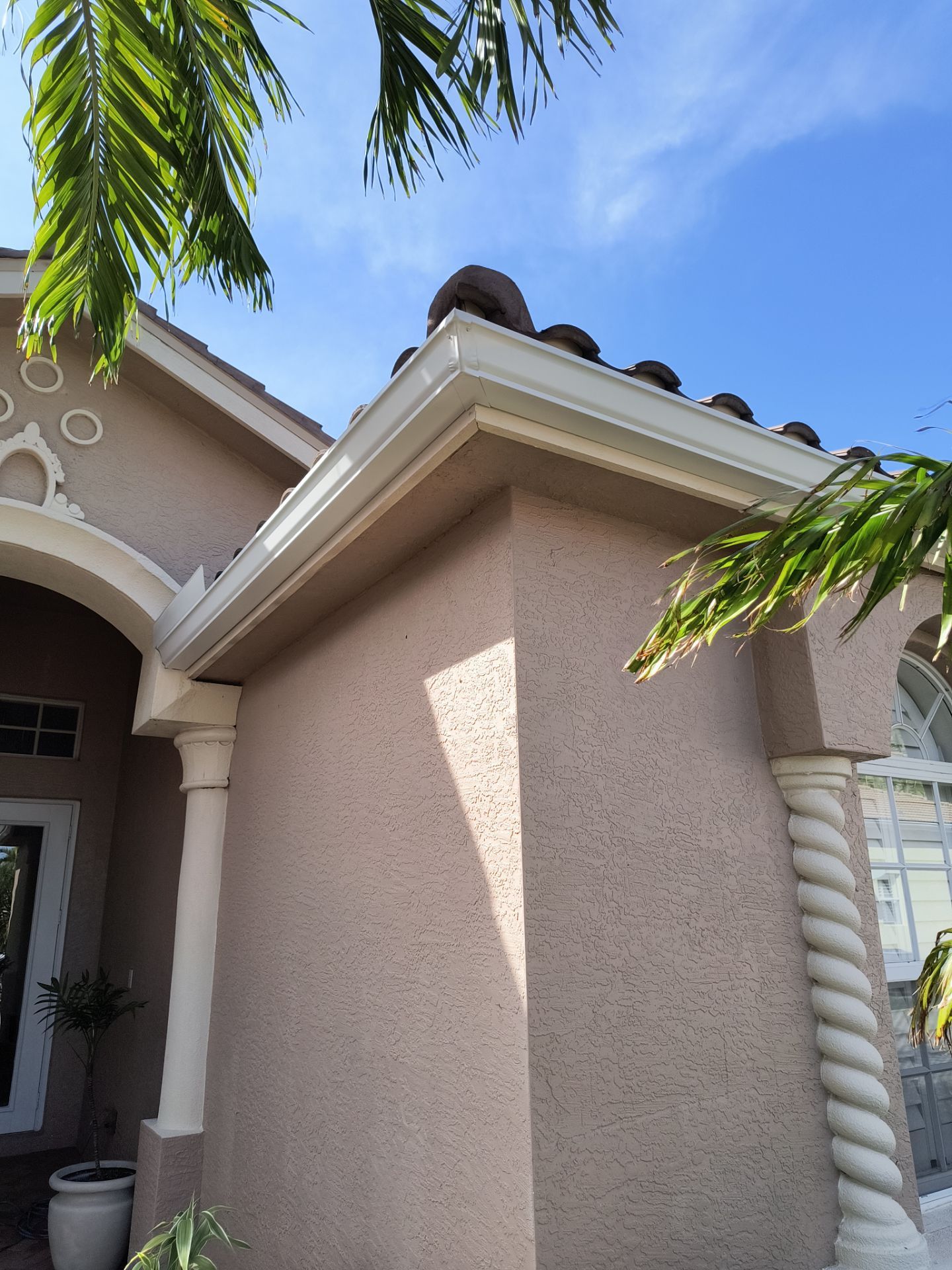 White Aluminum K-style Gutters 6'' K-style and Downspouts in Naples FL by Gutter Professors