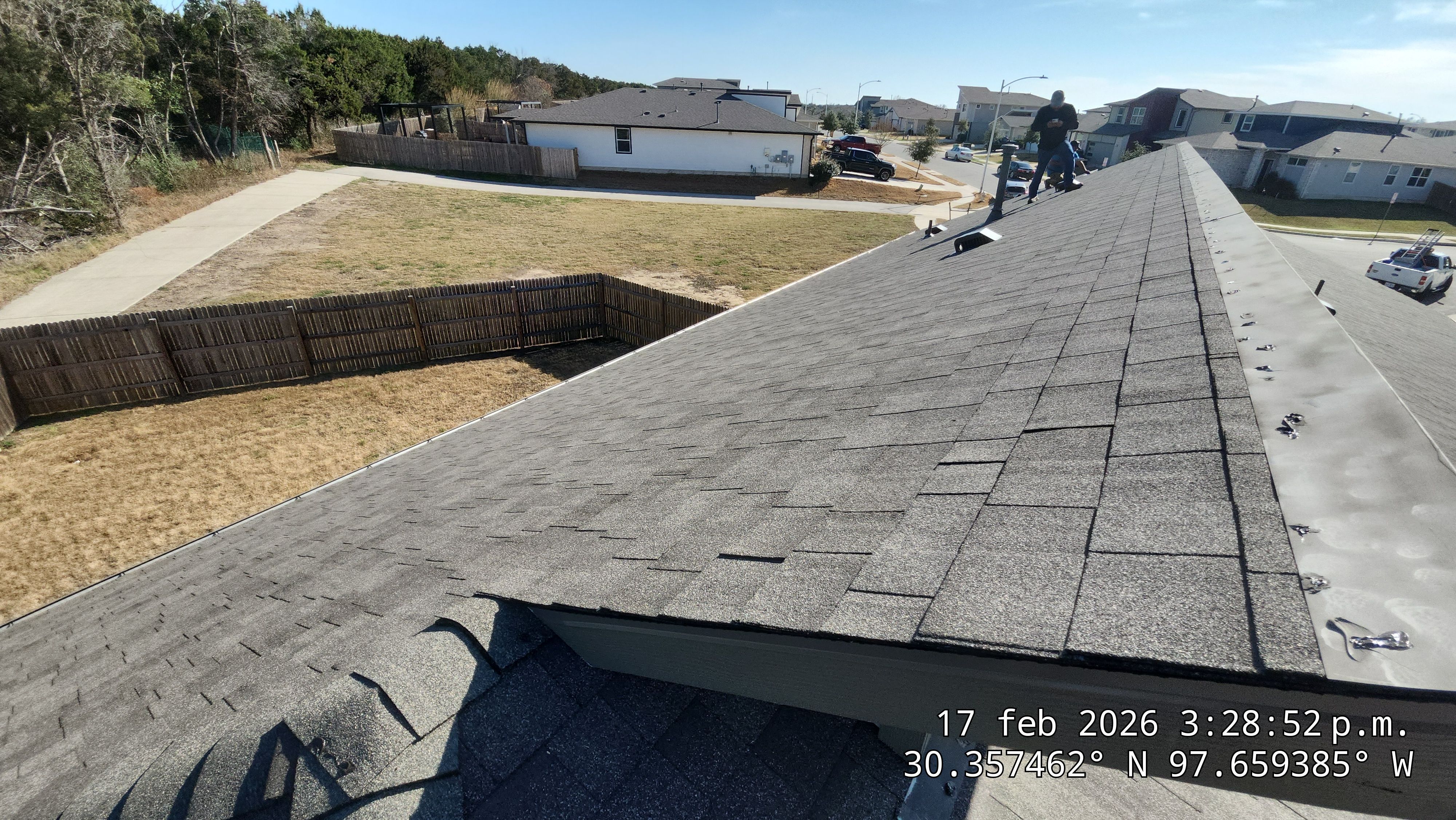 Full Asphalt Shingle Roof Replacement and Fence Restoration in Austin by Caliber Restoration LLC