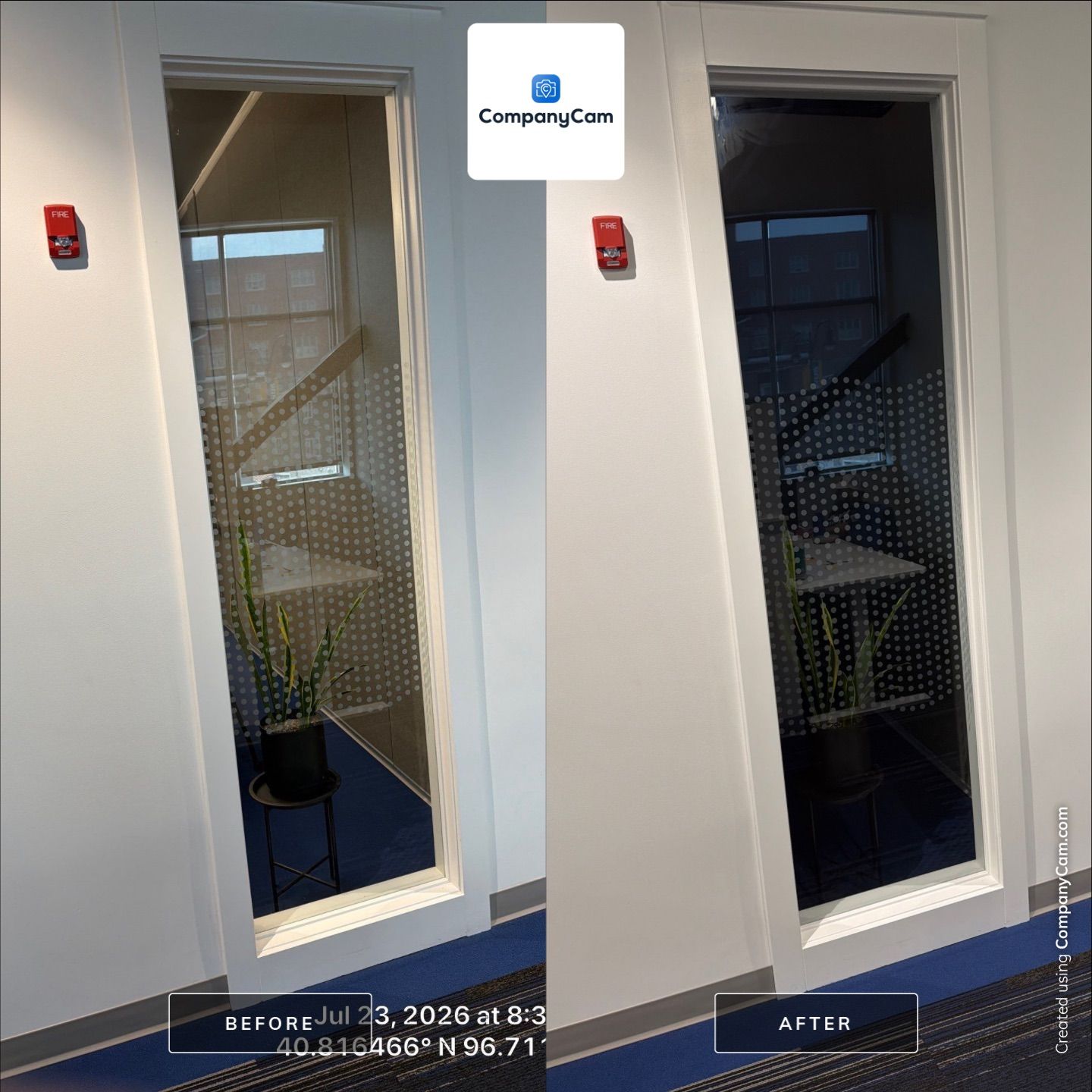 Lincoln Commercial Office Remodel with Glass Doors and Acoustic Baffles by CompanyCam Sales Demo