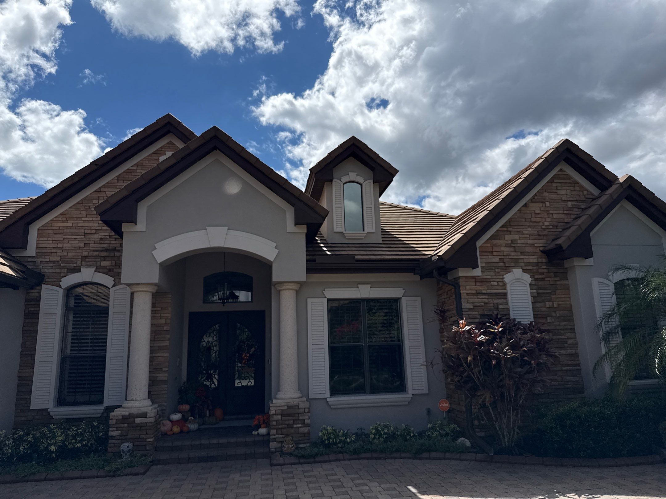 Tile Roof, Paver Pool Deck & Flowerbed Curbing Cleaning | Winding River Bradenton, FL Transformation by Sunshine AquaWash